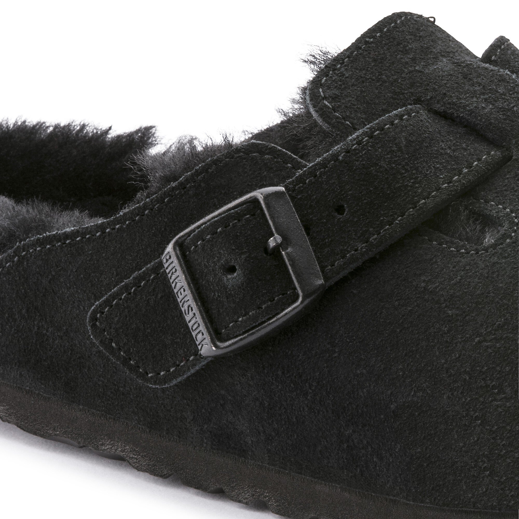 BIRKENSTOCK BOSTON GENUINE SHEARLING LINED CLOG BLACK SUEDE SZ 9