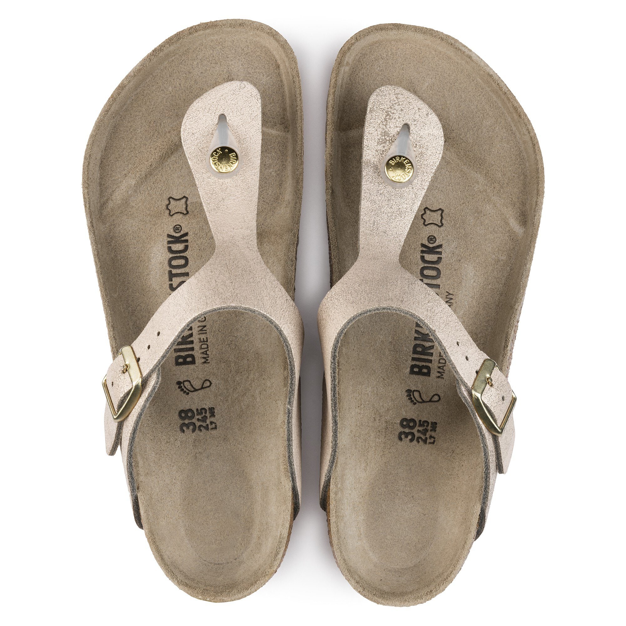 birkenstock gizeh washed metallic rose gold