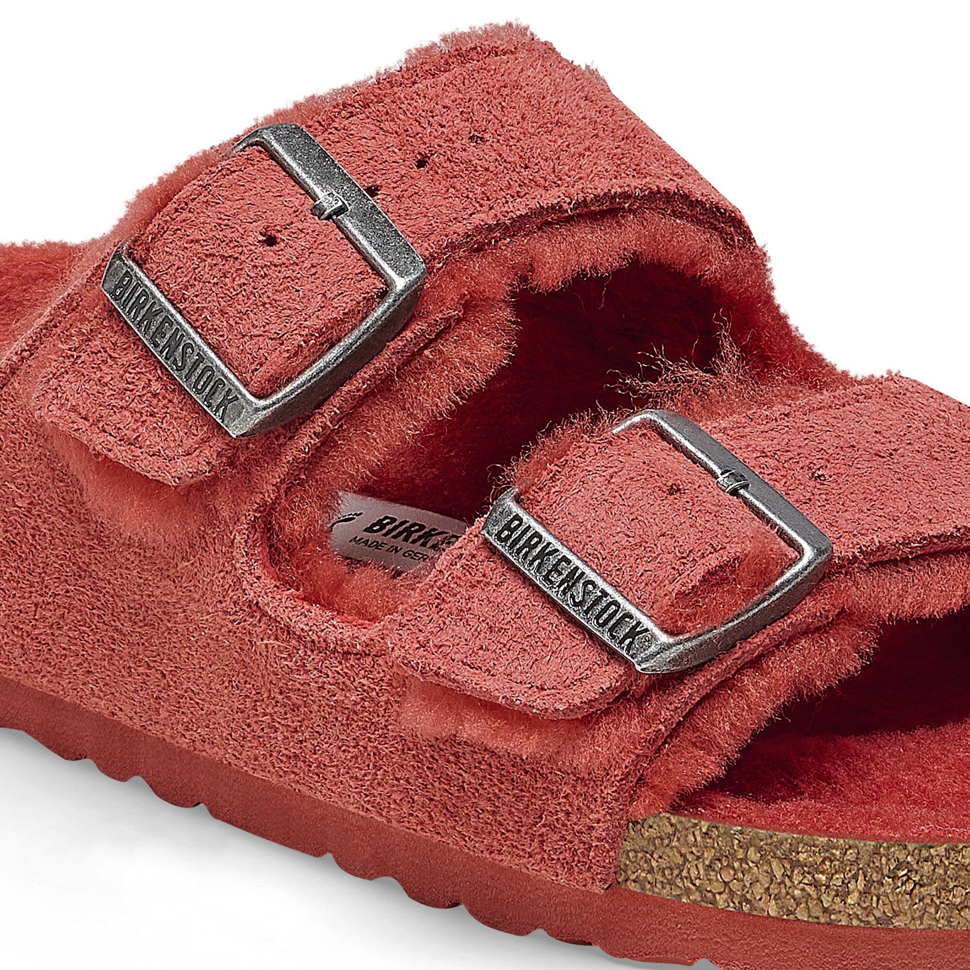Arizona Shearling Suede Leather Sienna Red BIRKENSTOCK