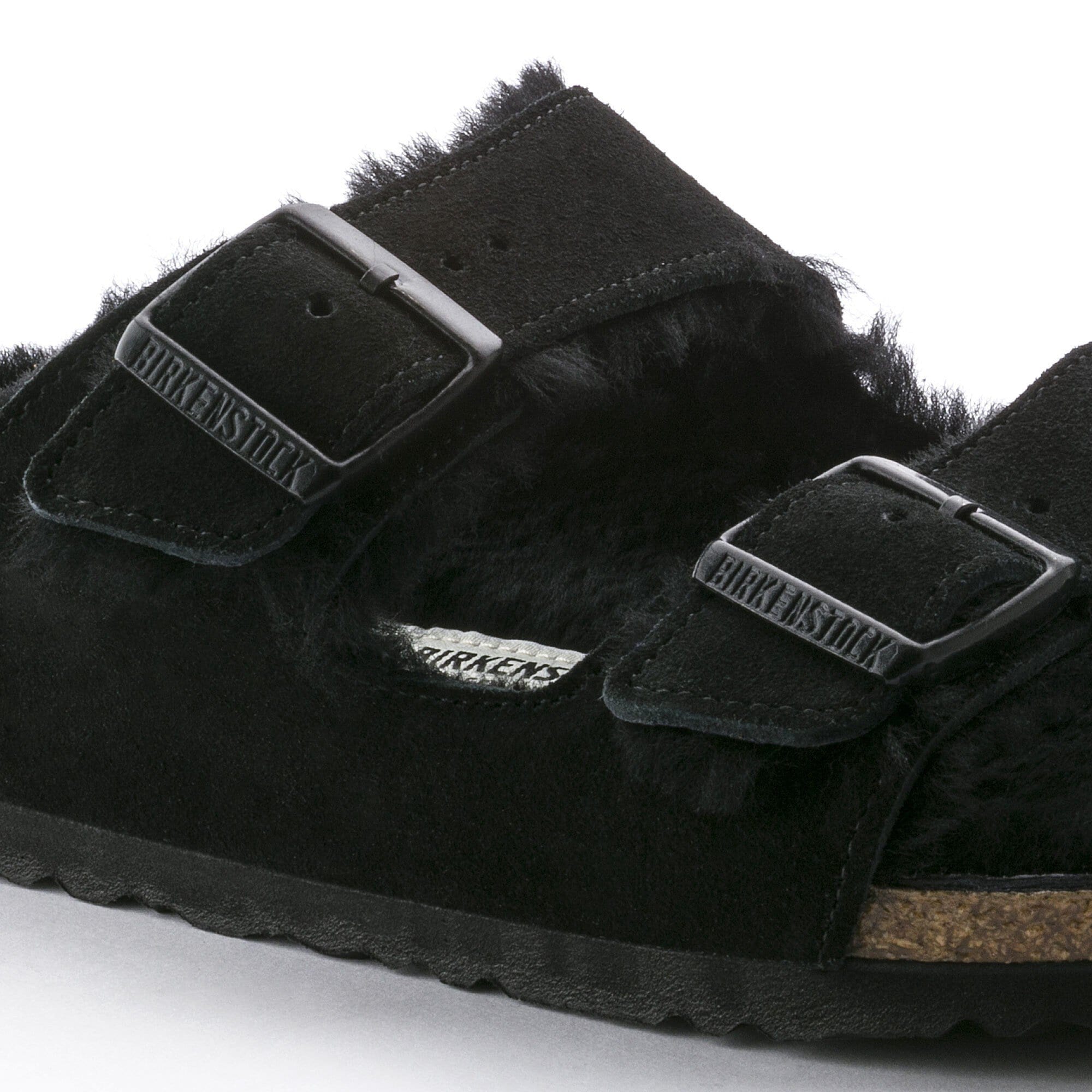 Birkenstock Arizona Shearling Suede Leather Black Size 40 9-9.5 Us