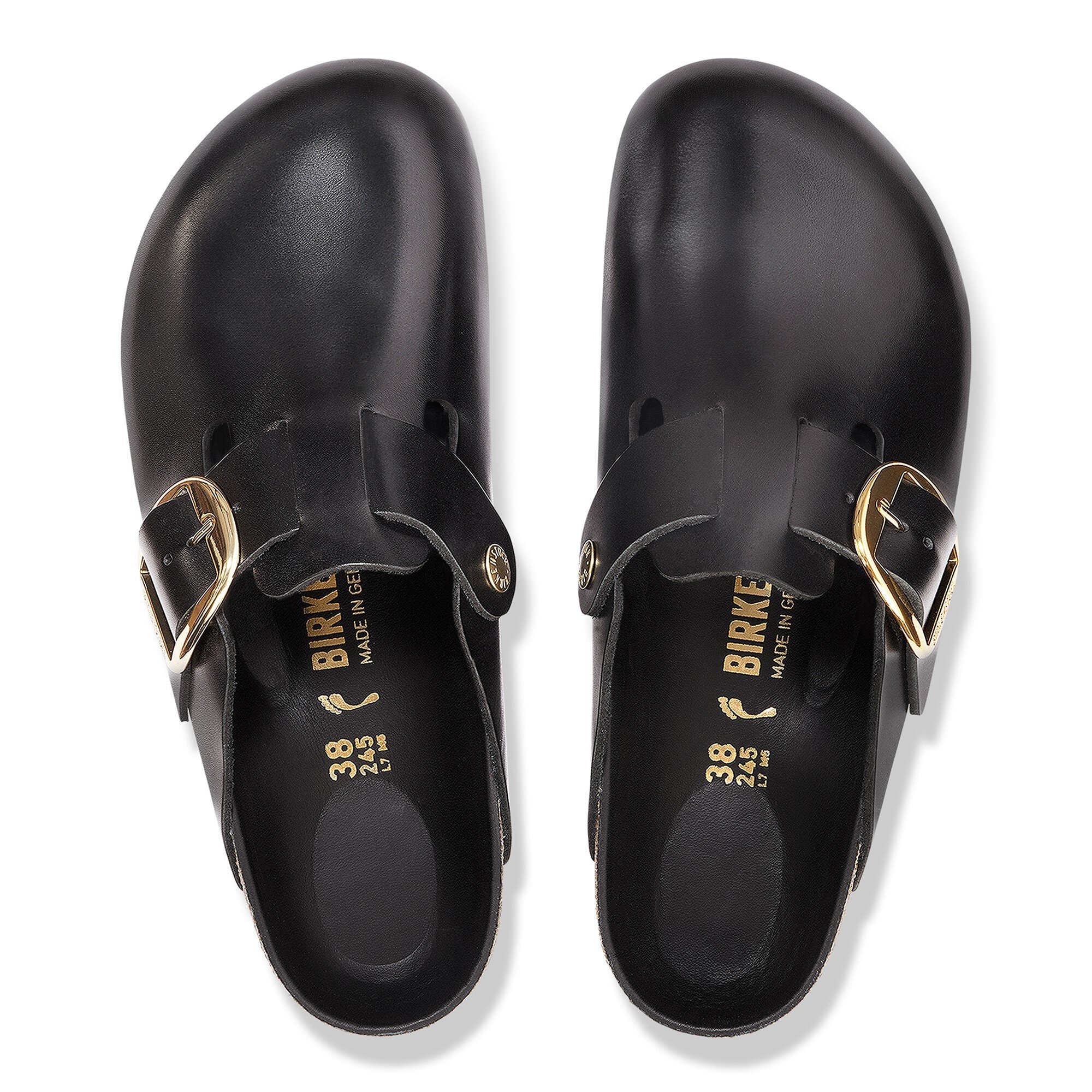 Boston Big Buckle Leather Black Dressy Leather | BIRKENSTOCK
