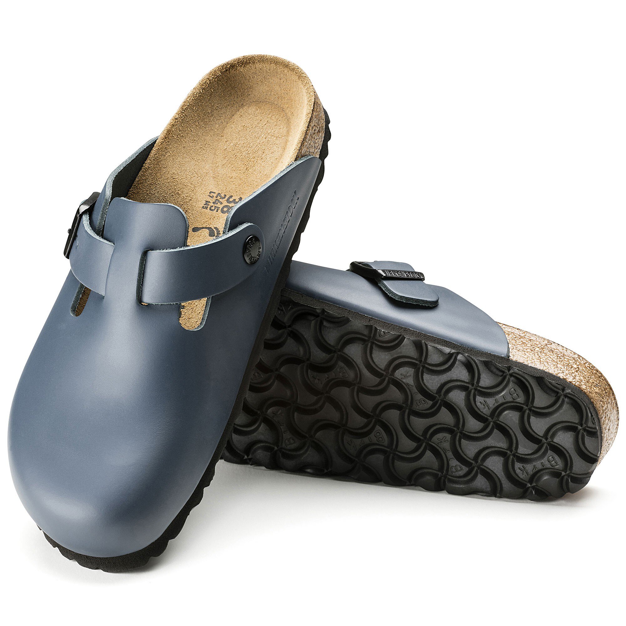 blue birkenstock clogs