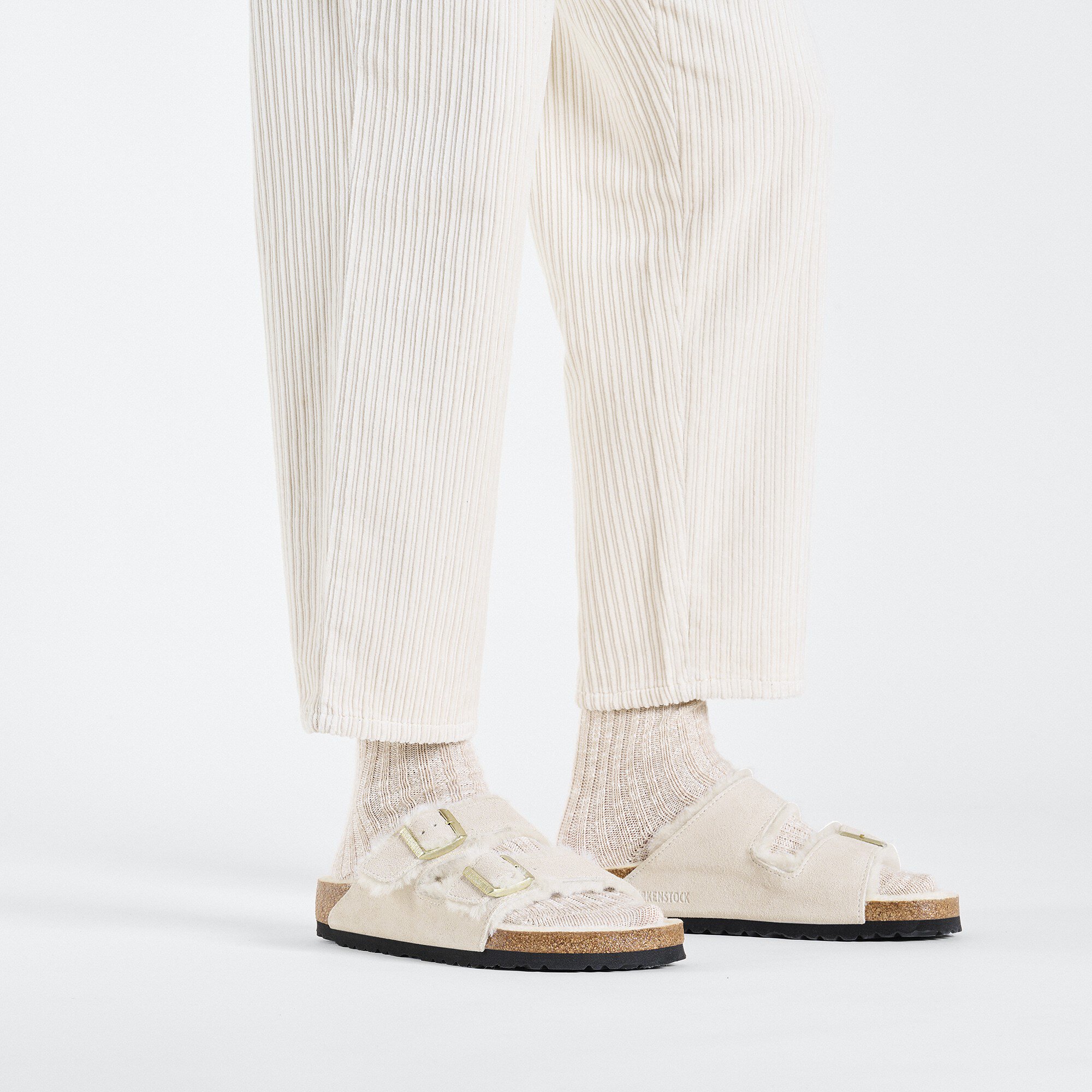 Shearling lined birkenstocks white clearance