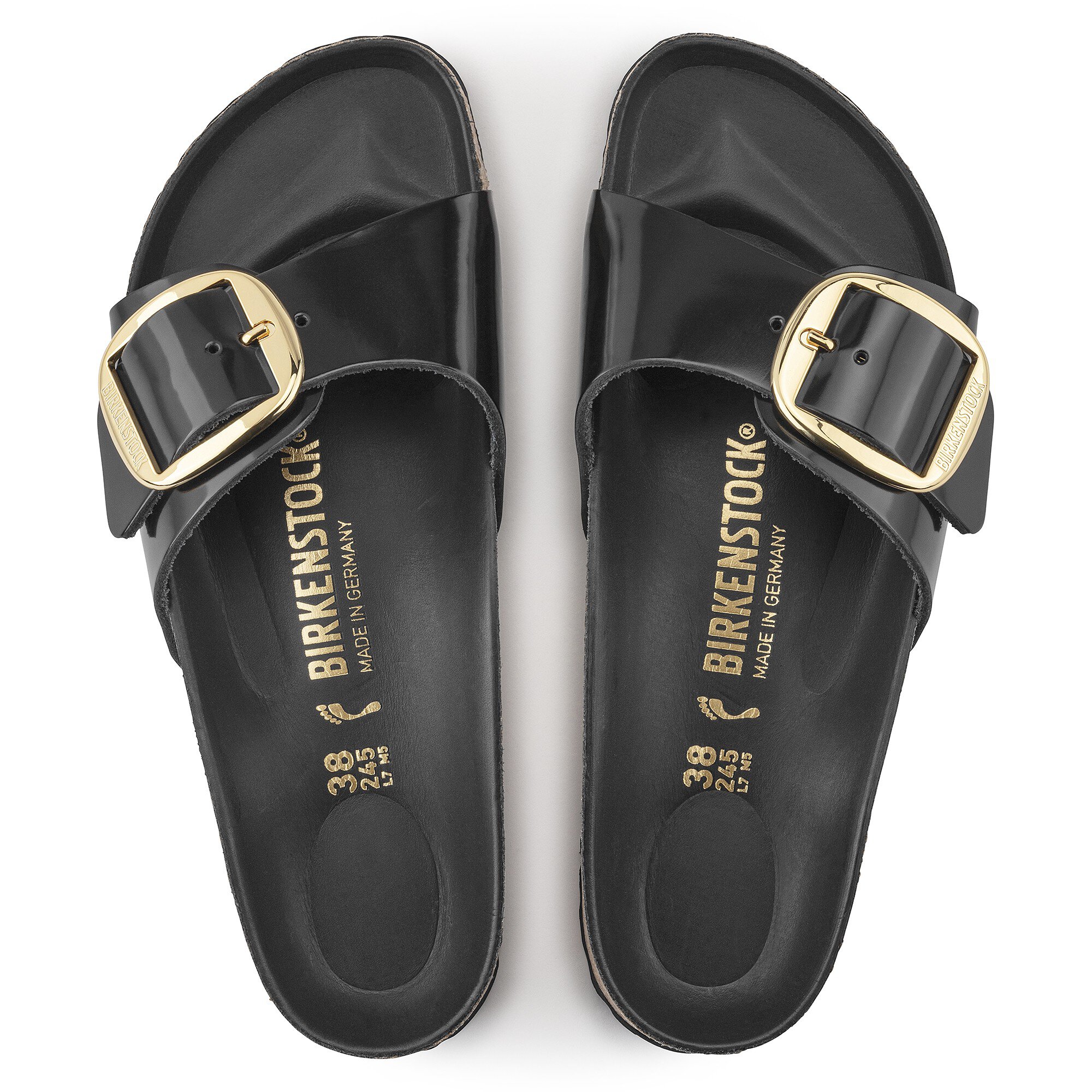 Fabrikant reputatie Ondraaglijk Madrid Big Buckle Natural Leather Patent High Shine Black | BIRKENSTOCK