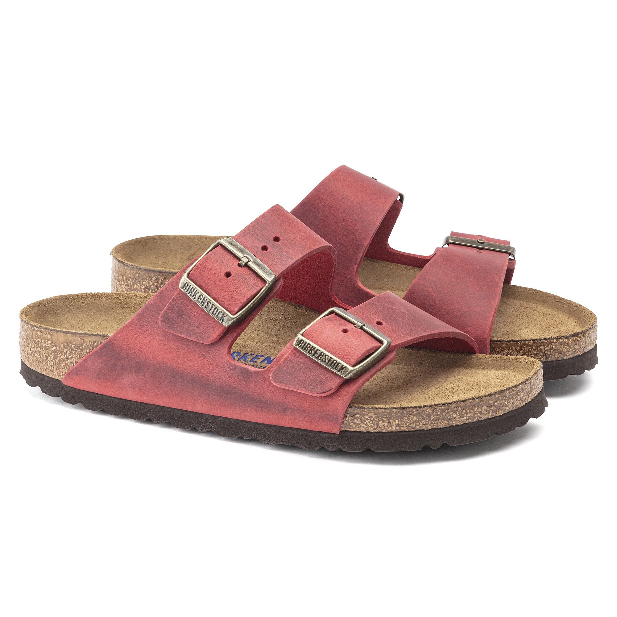 Red leather hotsell birkenstock sandals