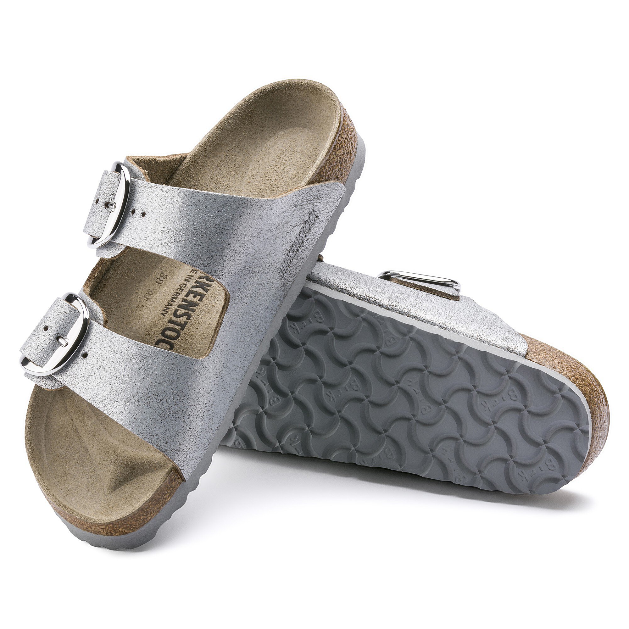 birkenstock gizeh washed metallic blue silver