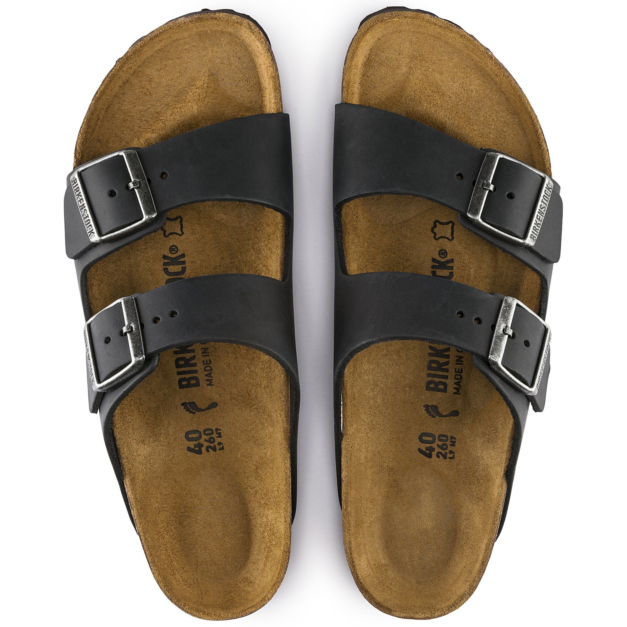 birkenstock arizona black oiled leather soft footbed