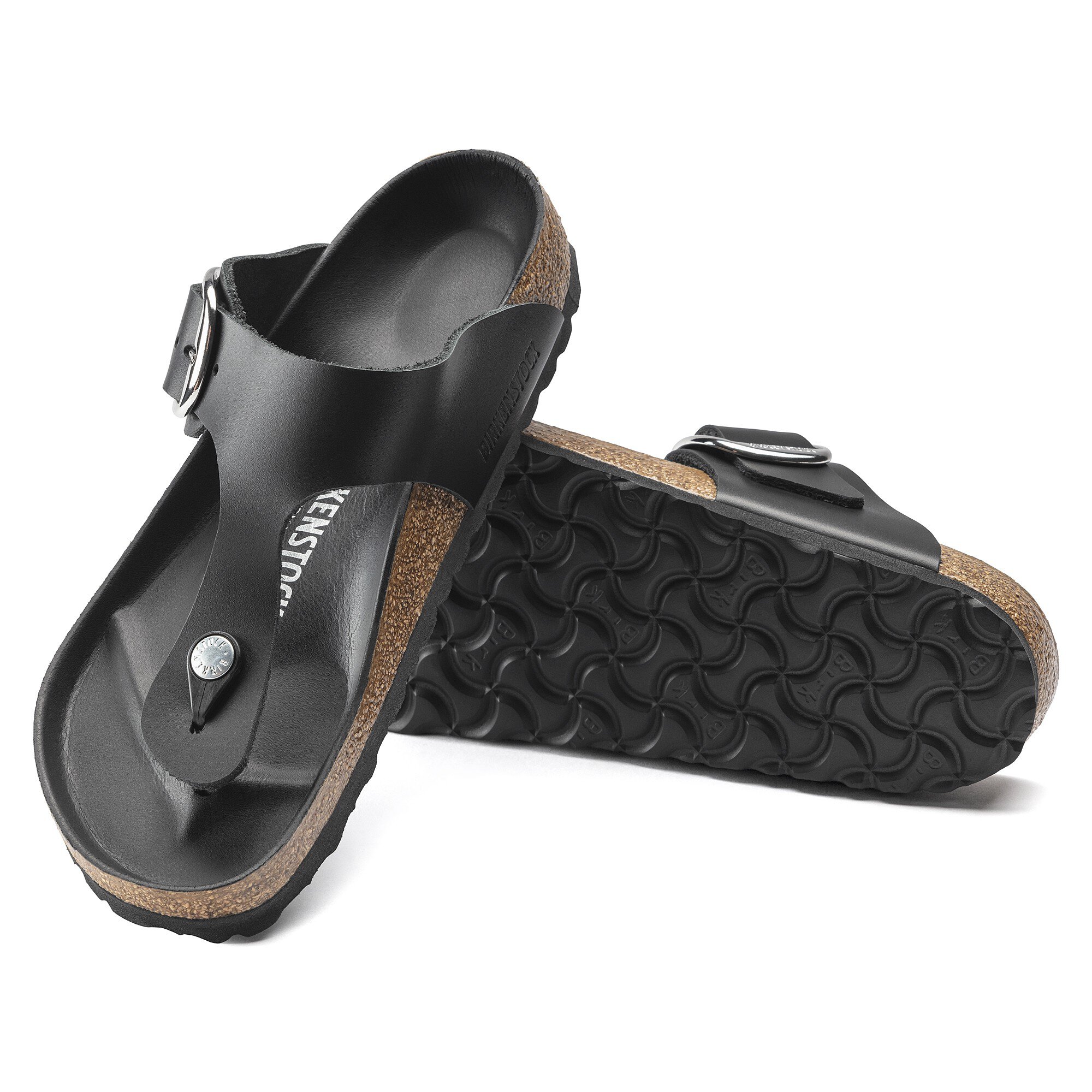 Gizeh Big Buckle Oiled Nubuck Leather Black | BIRKENSTOCK