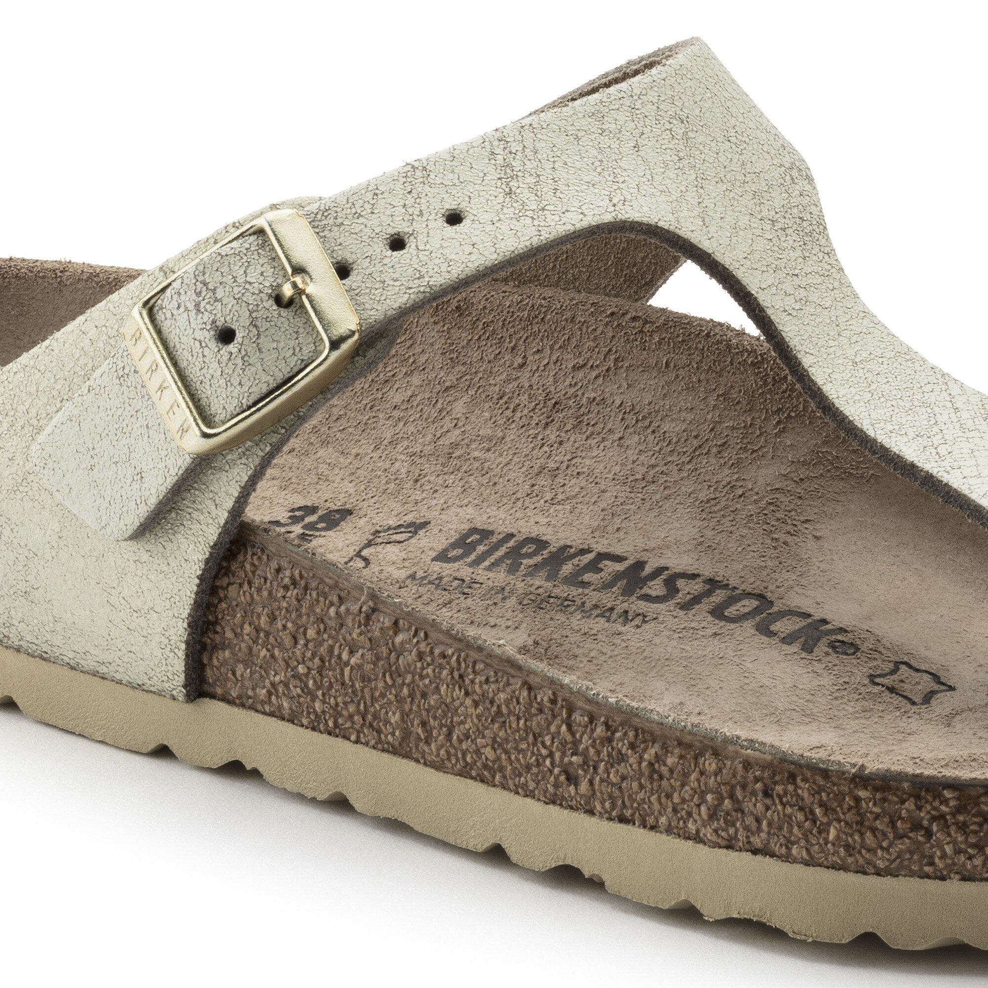 birkenstock gizeh washed metallic cream gold