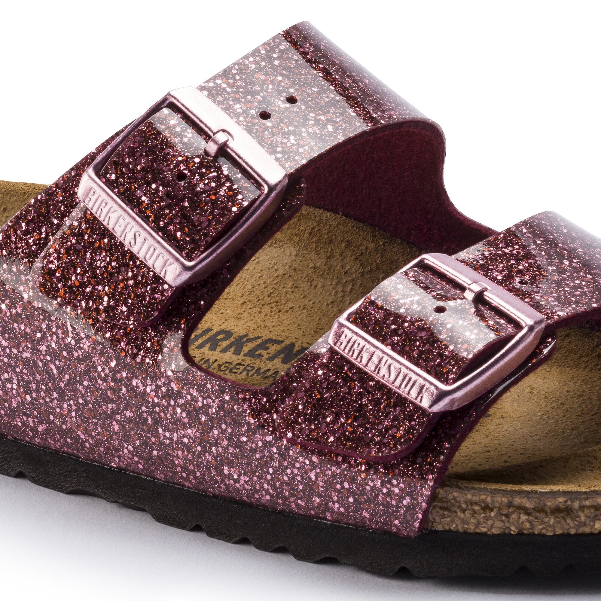 purple birkenstocks plastic