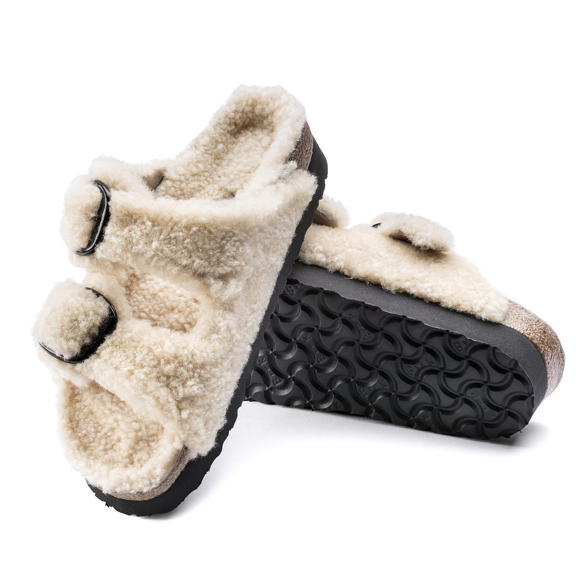 Birkenstock Off-White Arizona Big Buckle Shearling Sandals
