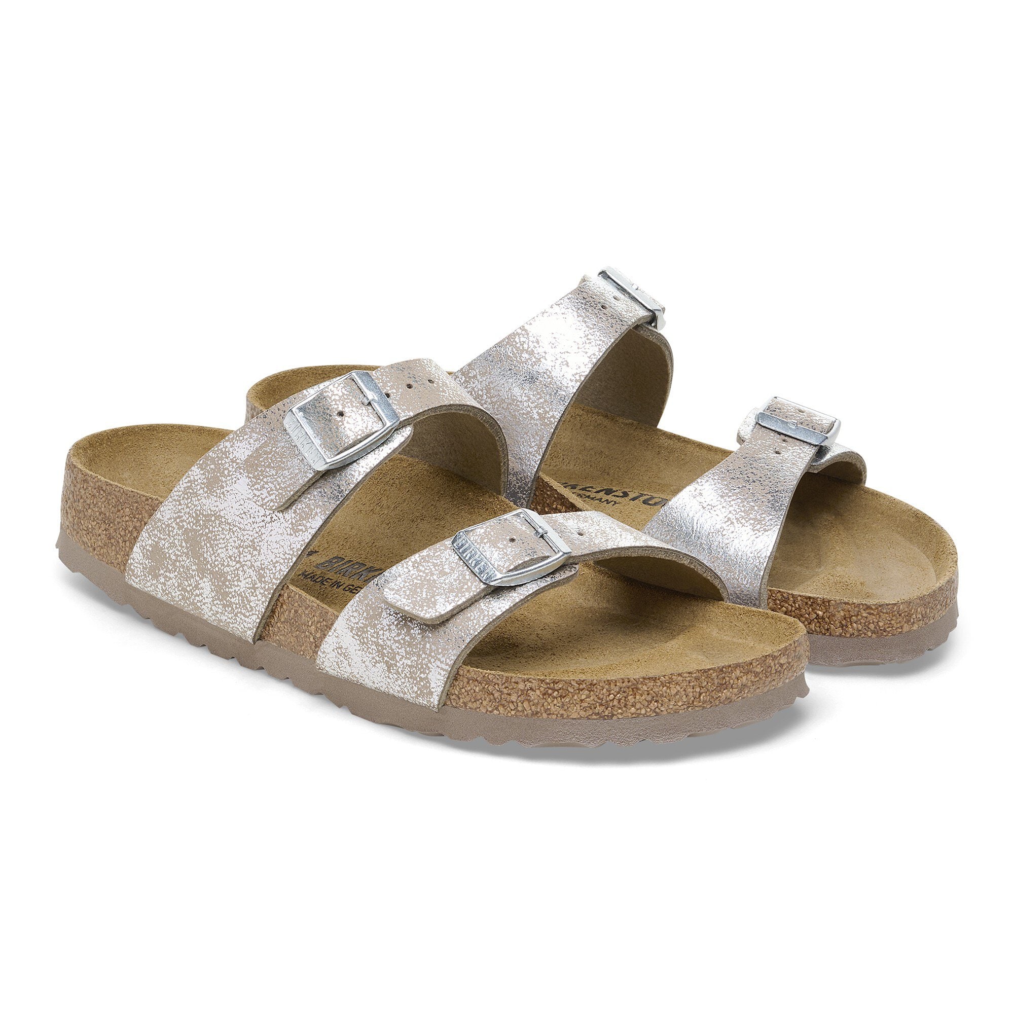 Washed metallic blue silver birkenstock outlet