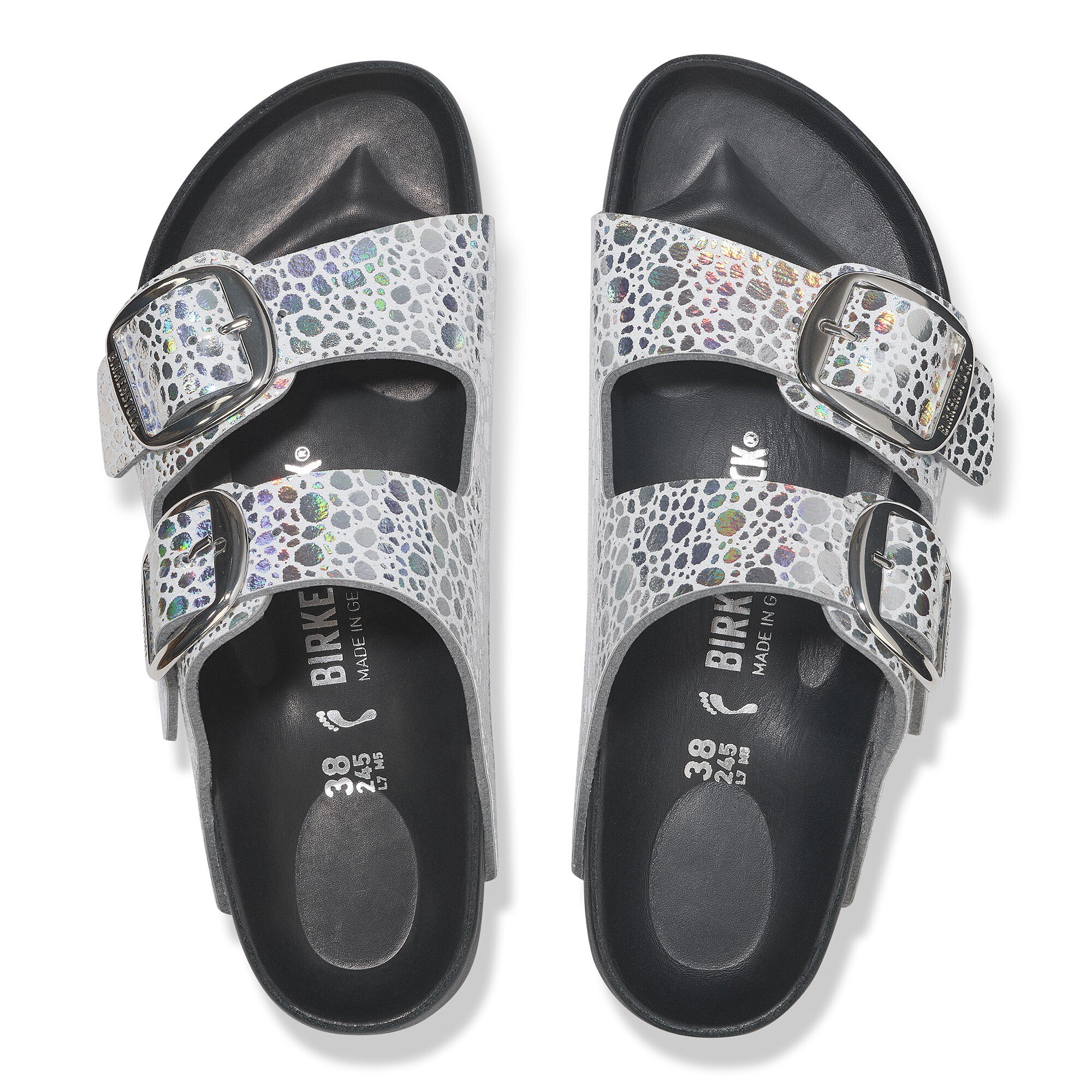 激安スーパーの“売上対決” Arizona Big Buckle Synthetik Metallic Stones Silver 靴