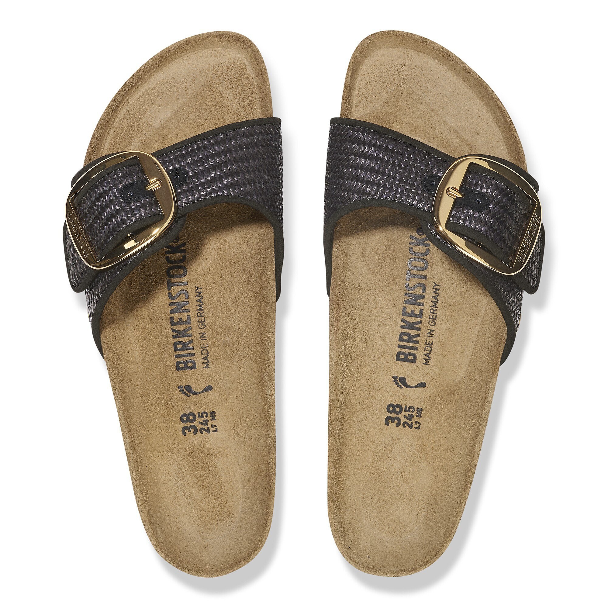 Madrid Big Buckle Raffia Textile Raffia Black | BIRKENSTOCK