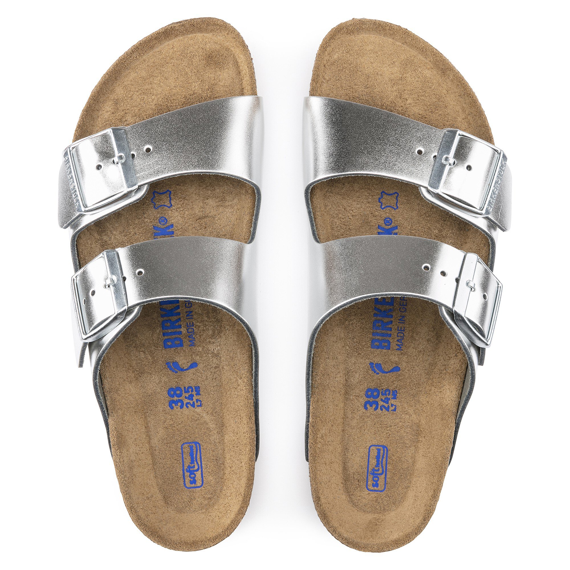 Verenigde Staten van Amerika Raad Continu Arizona Soft Footbed Leather Metallic Silver | BIRKENSTOCK