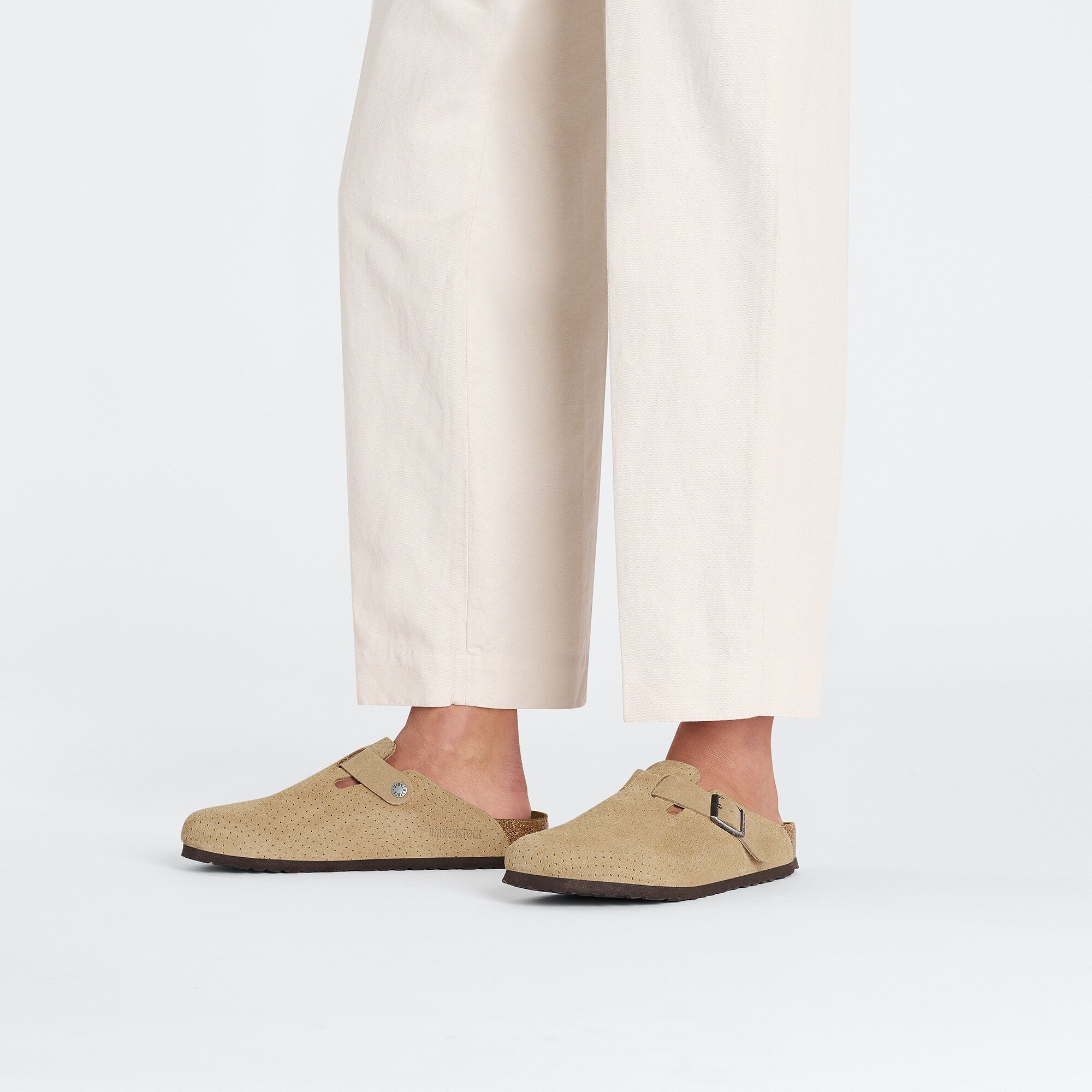 Boston Suede Embossed Dotted New Beige | BIRKENSTOCK