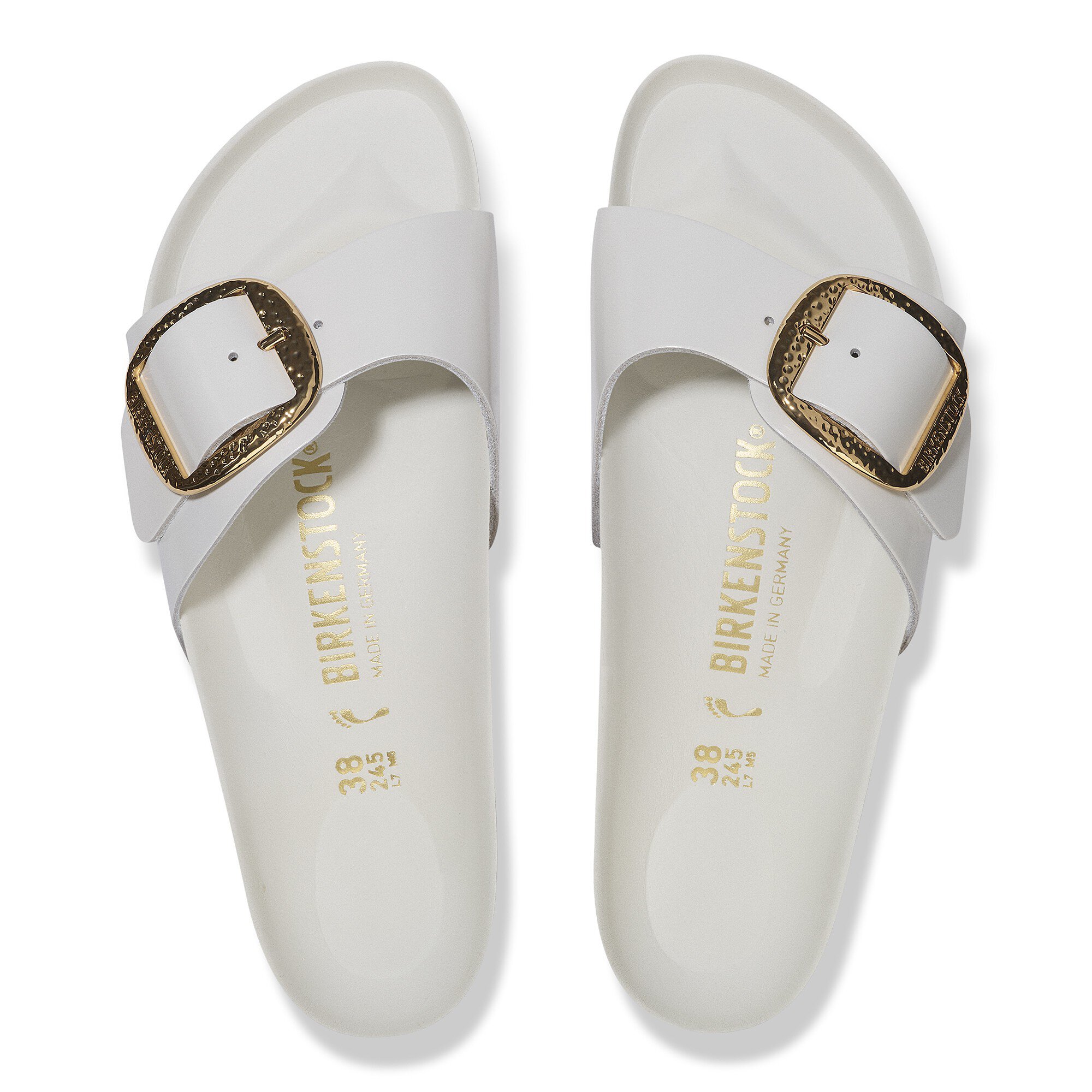 Madrid Hammered Big Buckle Natural Leather Patent High-Shine