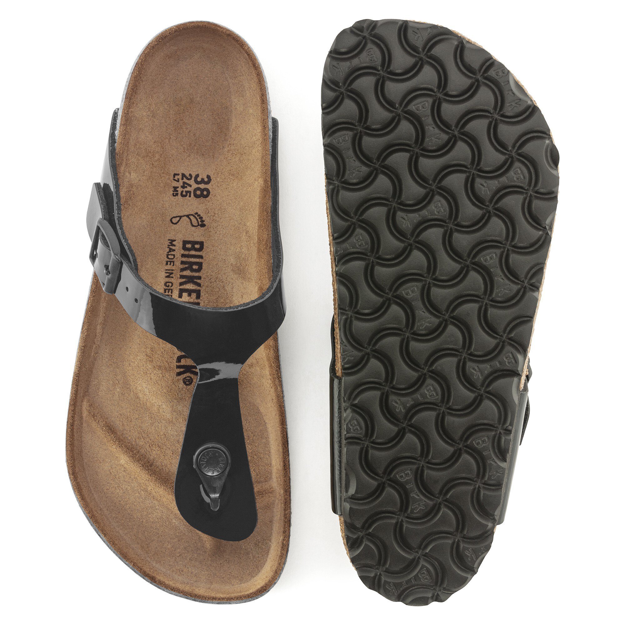 Patent black sandals sale