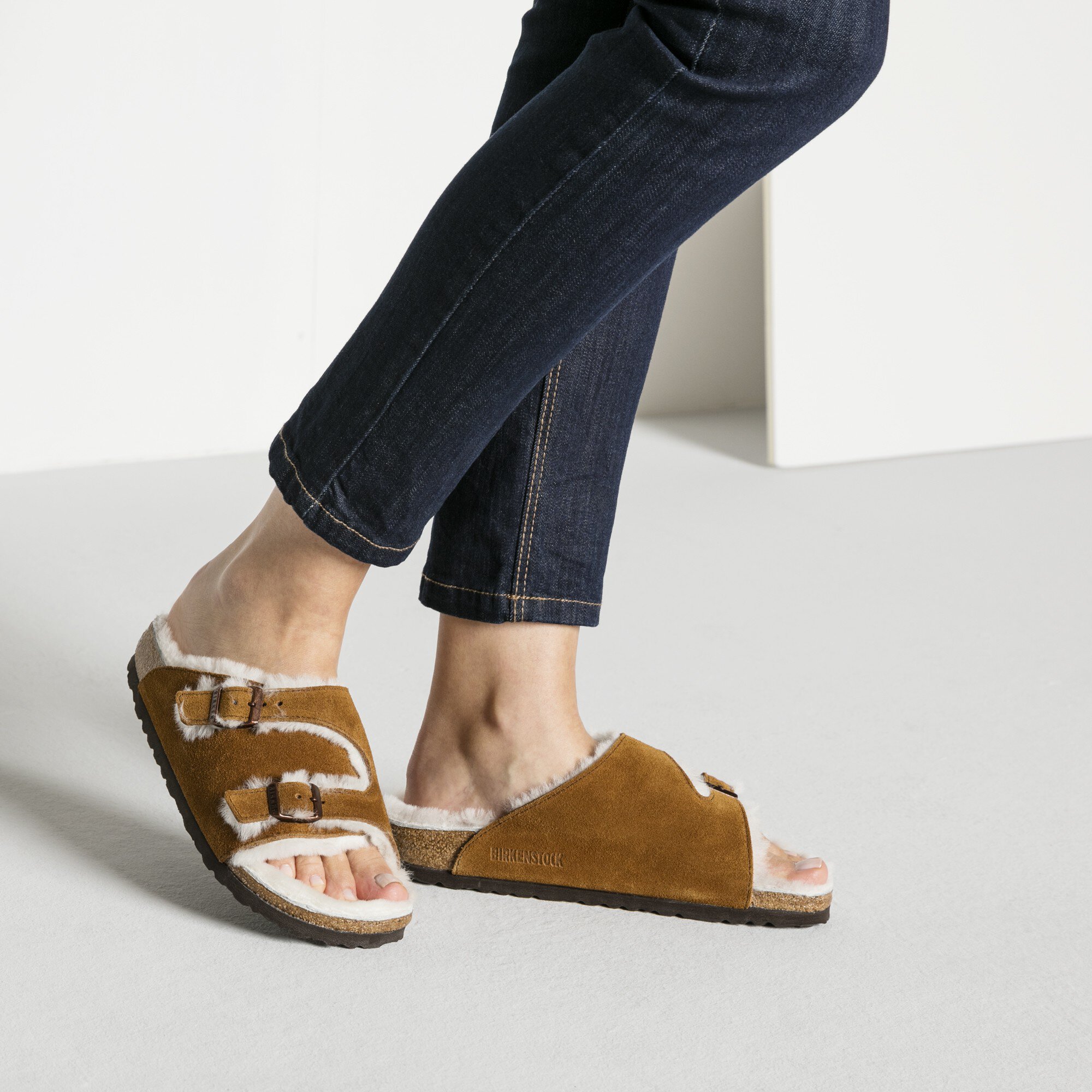 birkenstock shearling mink