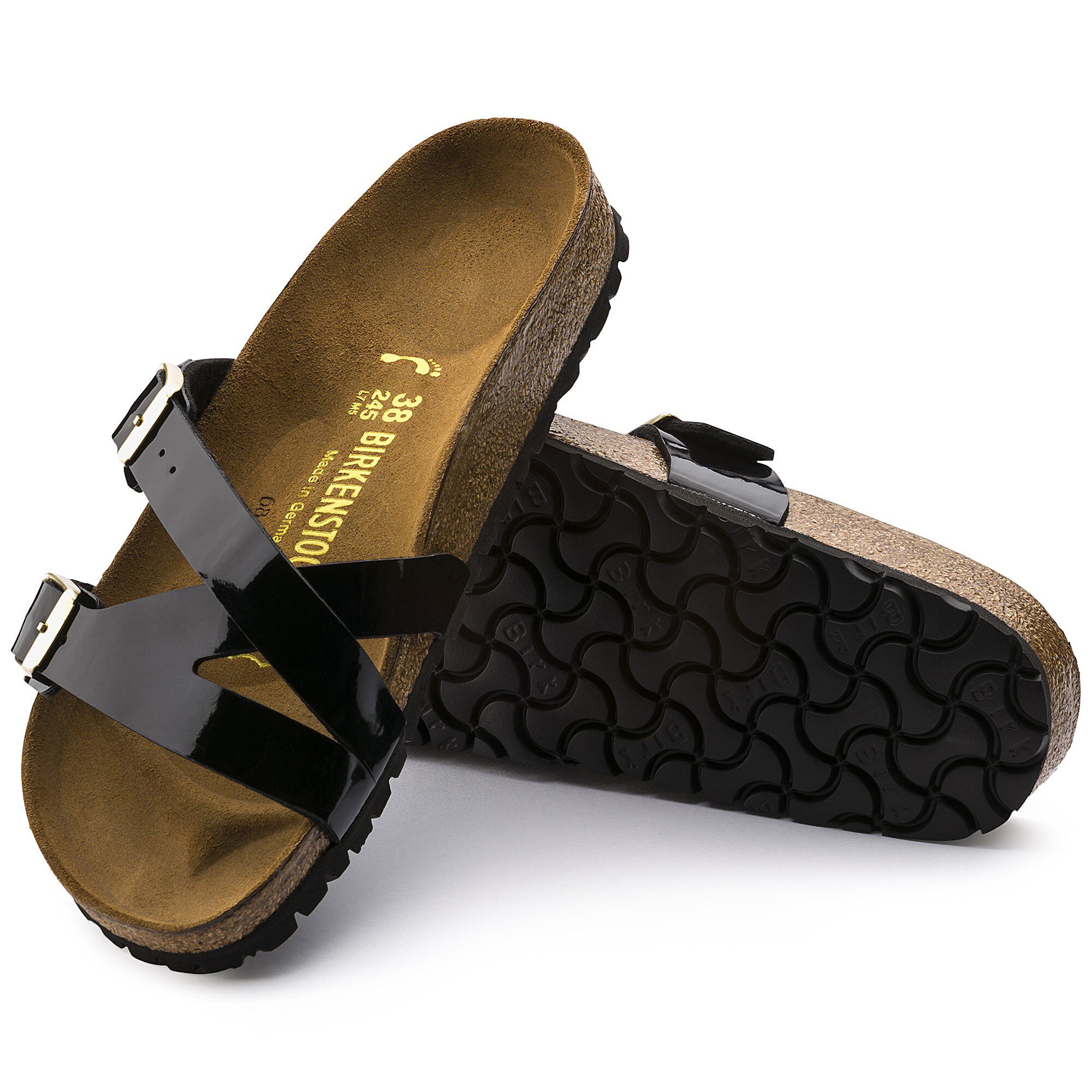 black patent birkenstocks