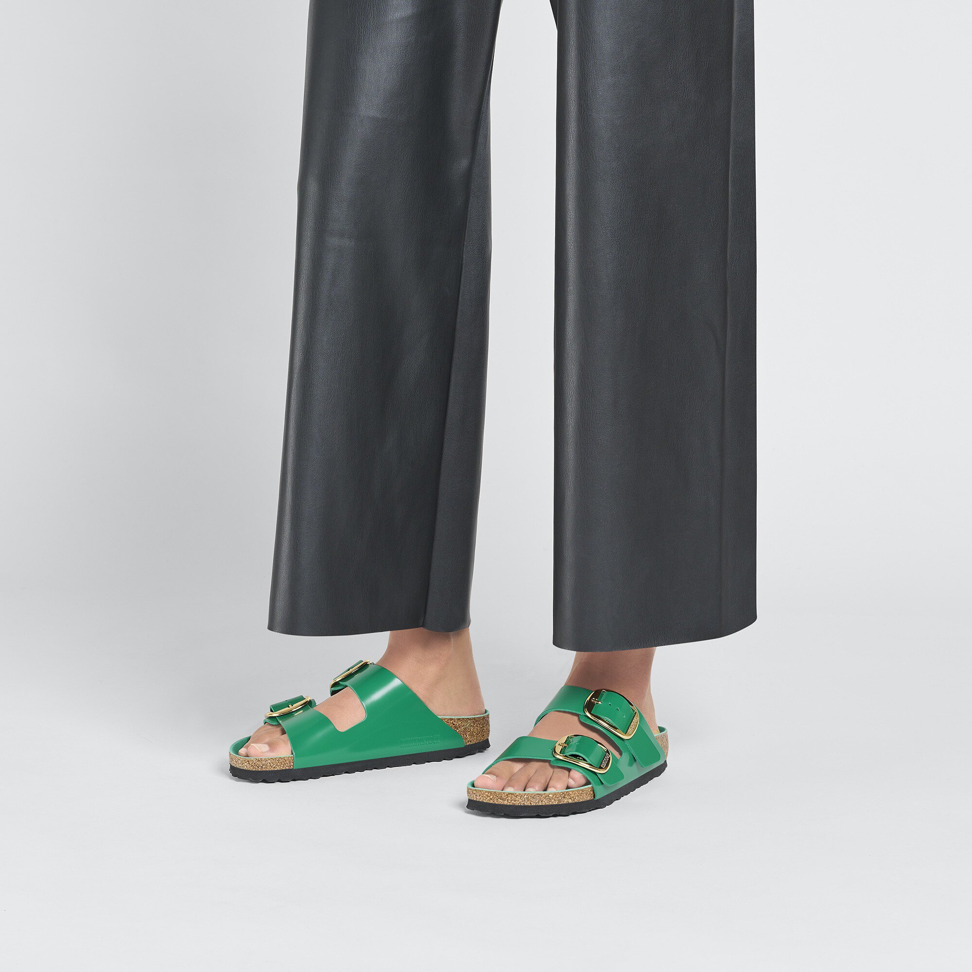 Arizona Big Buckle Natural Leather Patent High Shine Digital Green BIRKENSTOCK