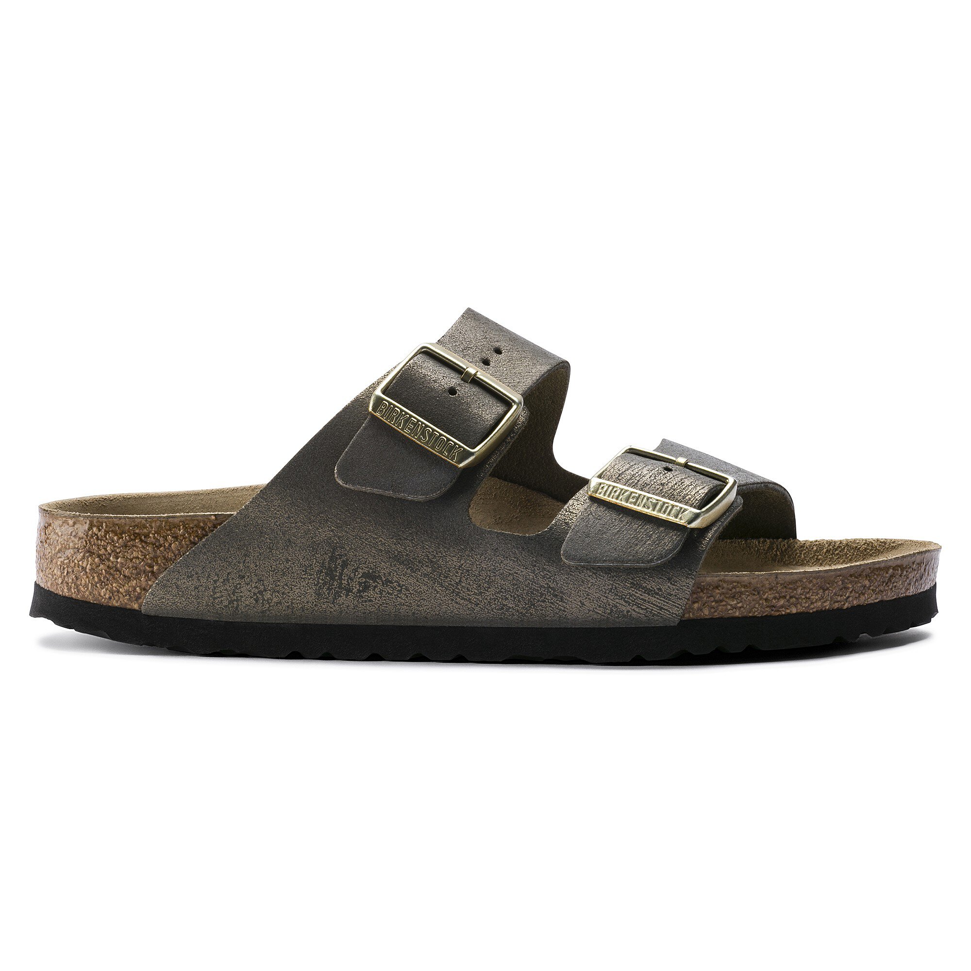 birkenstock washed metallic stone gold