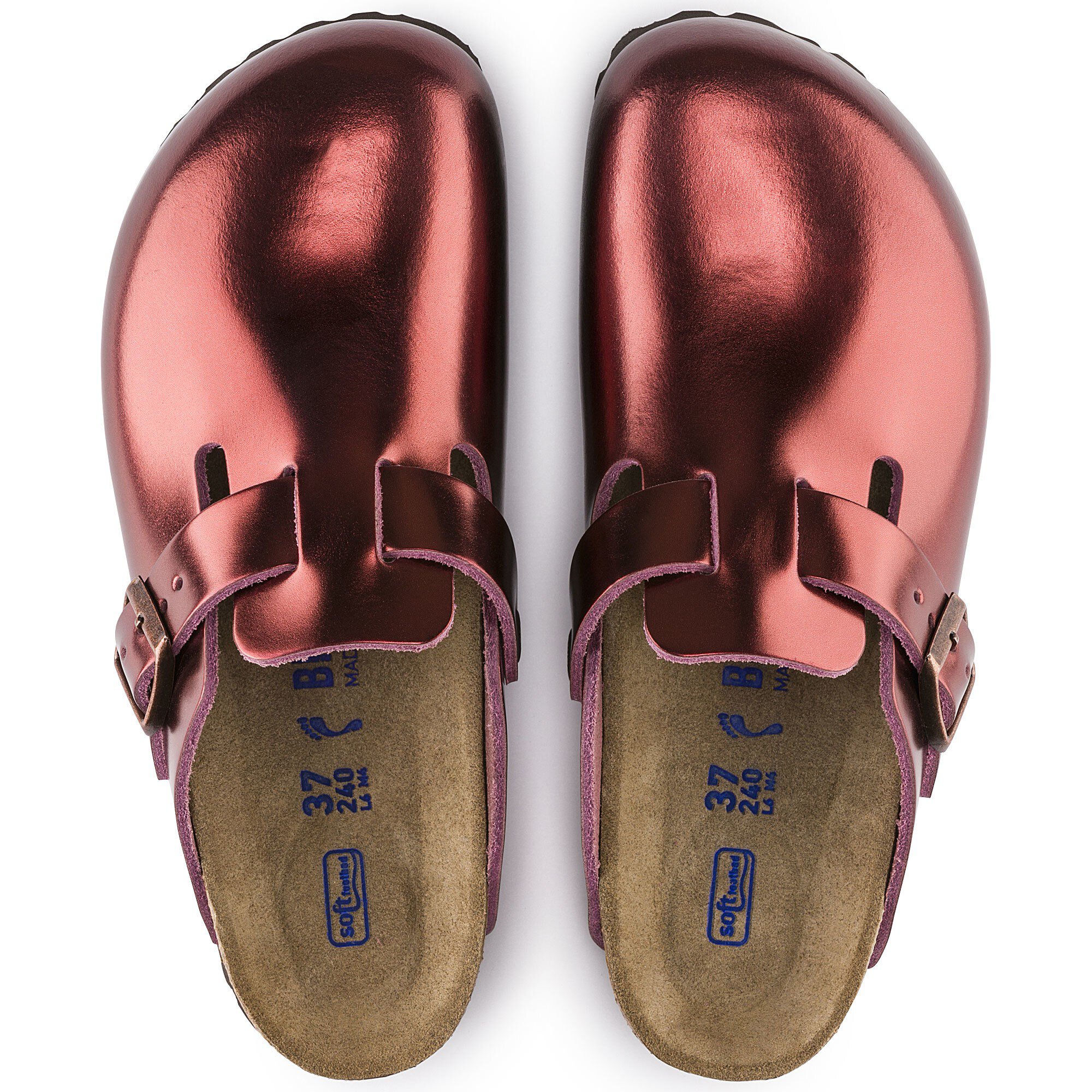 metallic birkenstock clogs