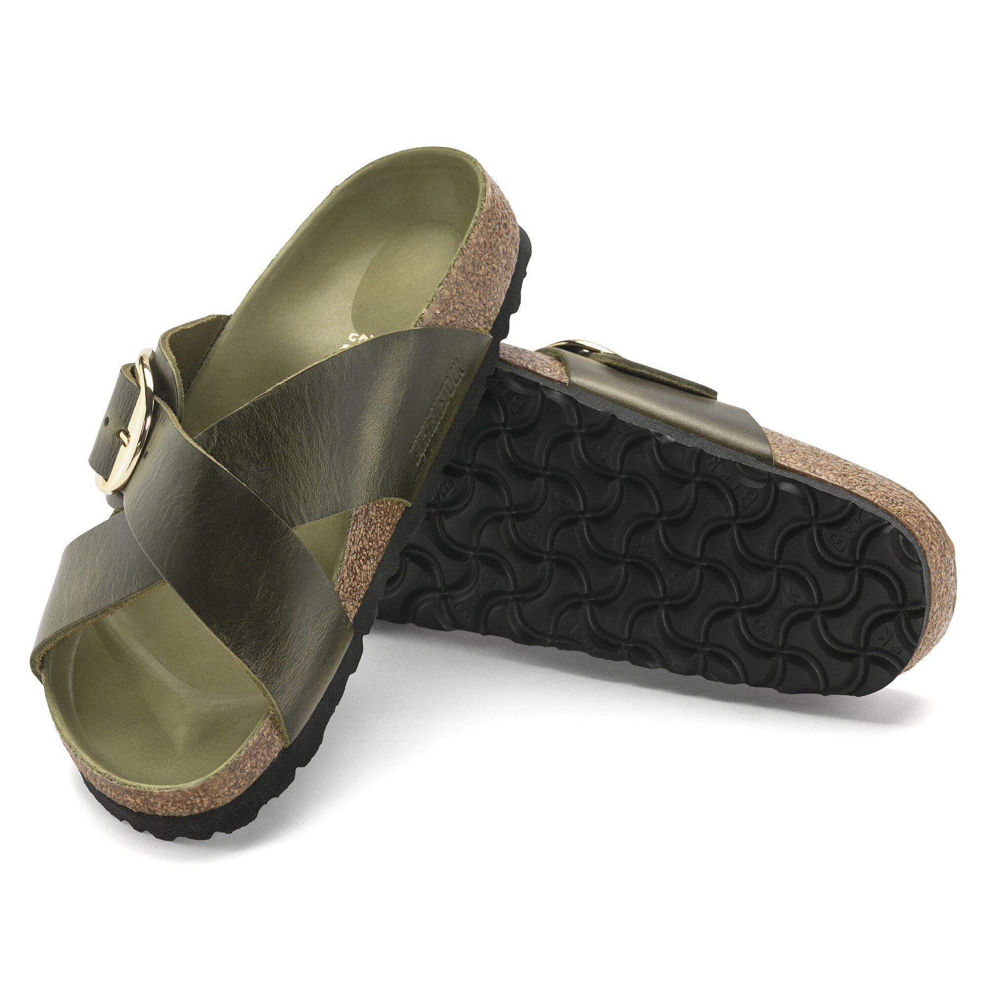 siena washed metallic big buckle birkenstock
