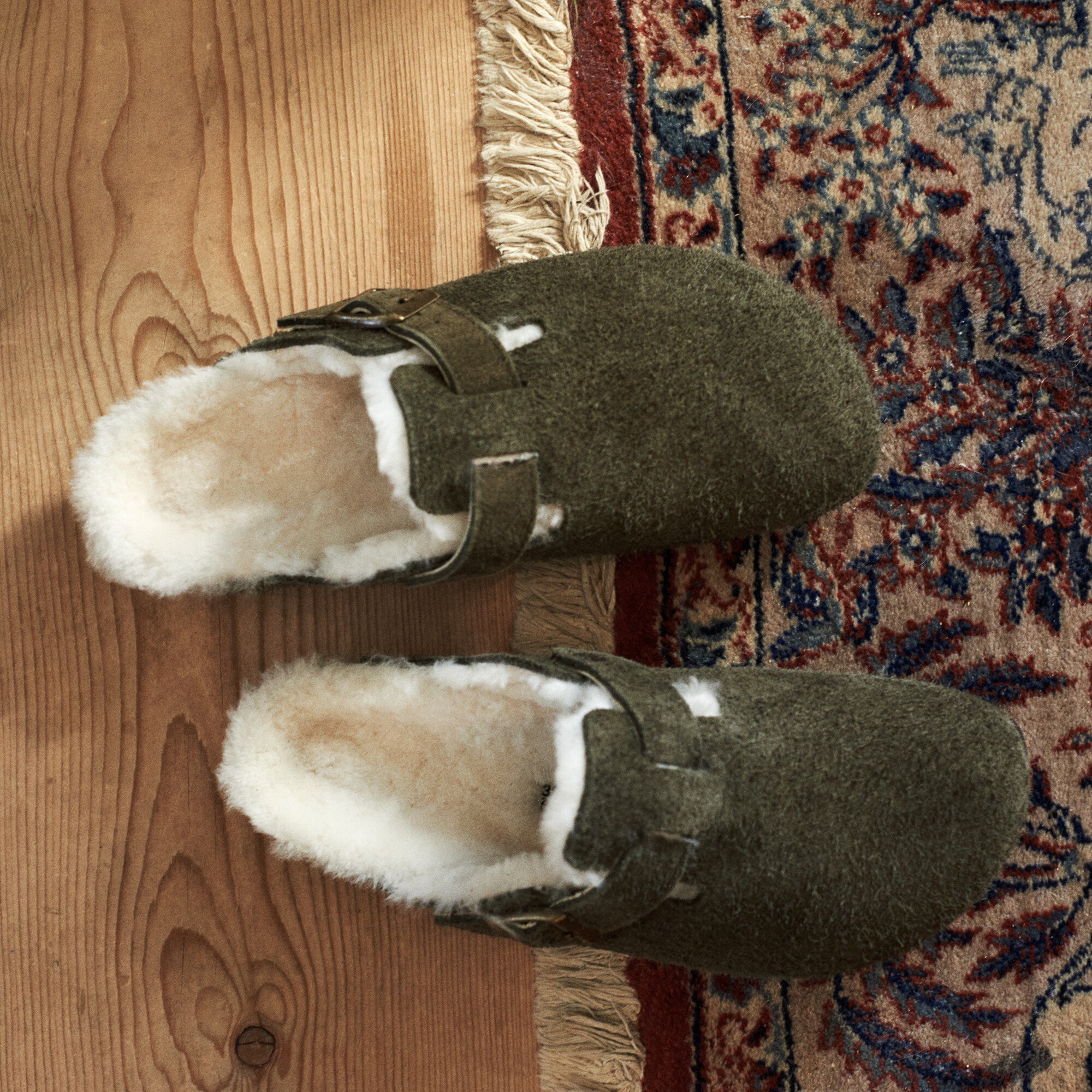 birkenstock boston suede shearling clog