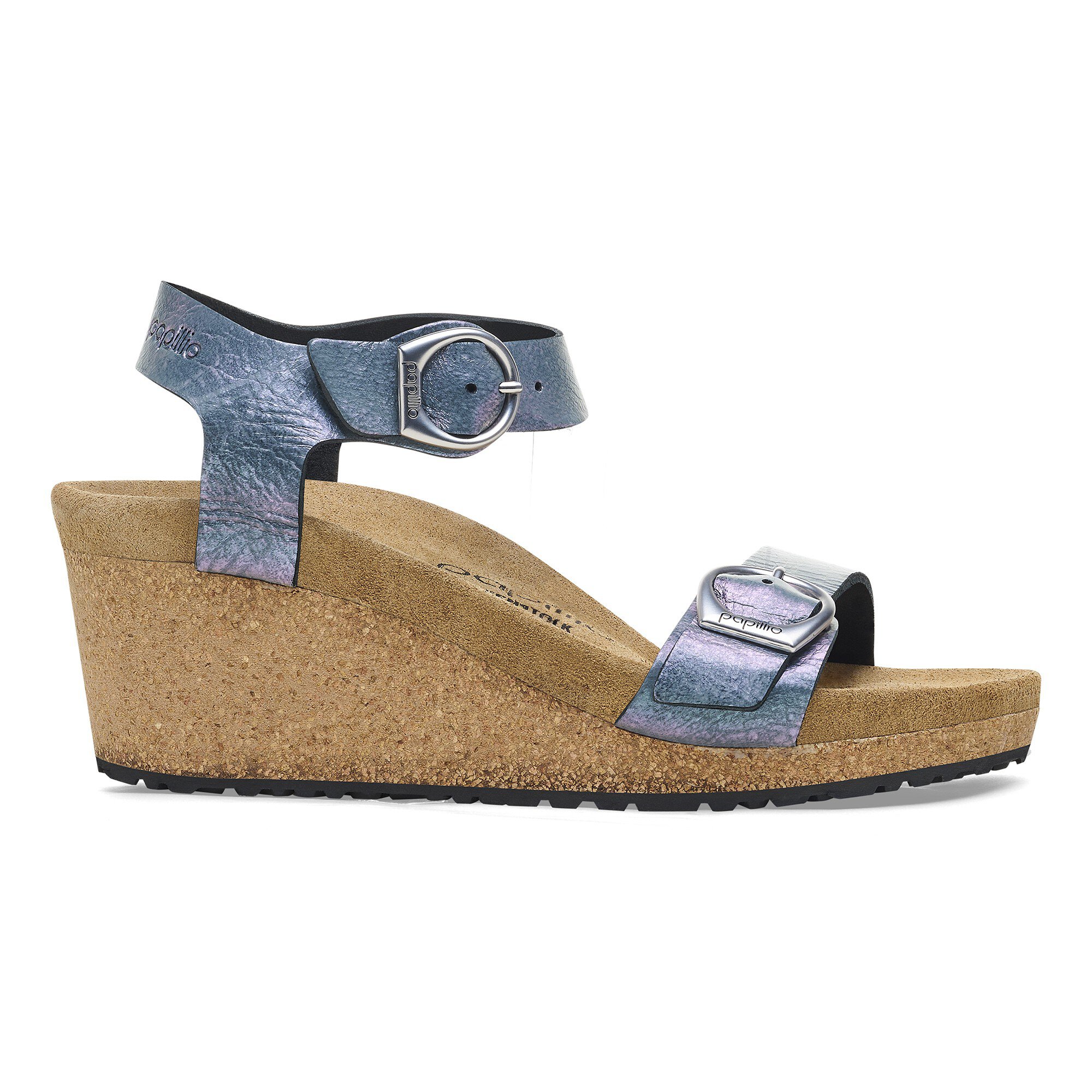 Soley Ring-Buckle Nubuk Leather Metallic Black | BIRKENSTOCK