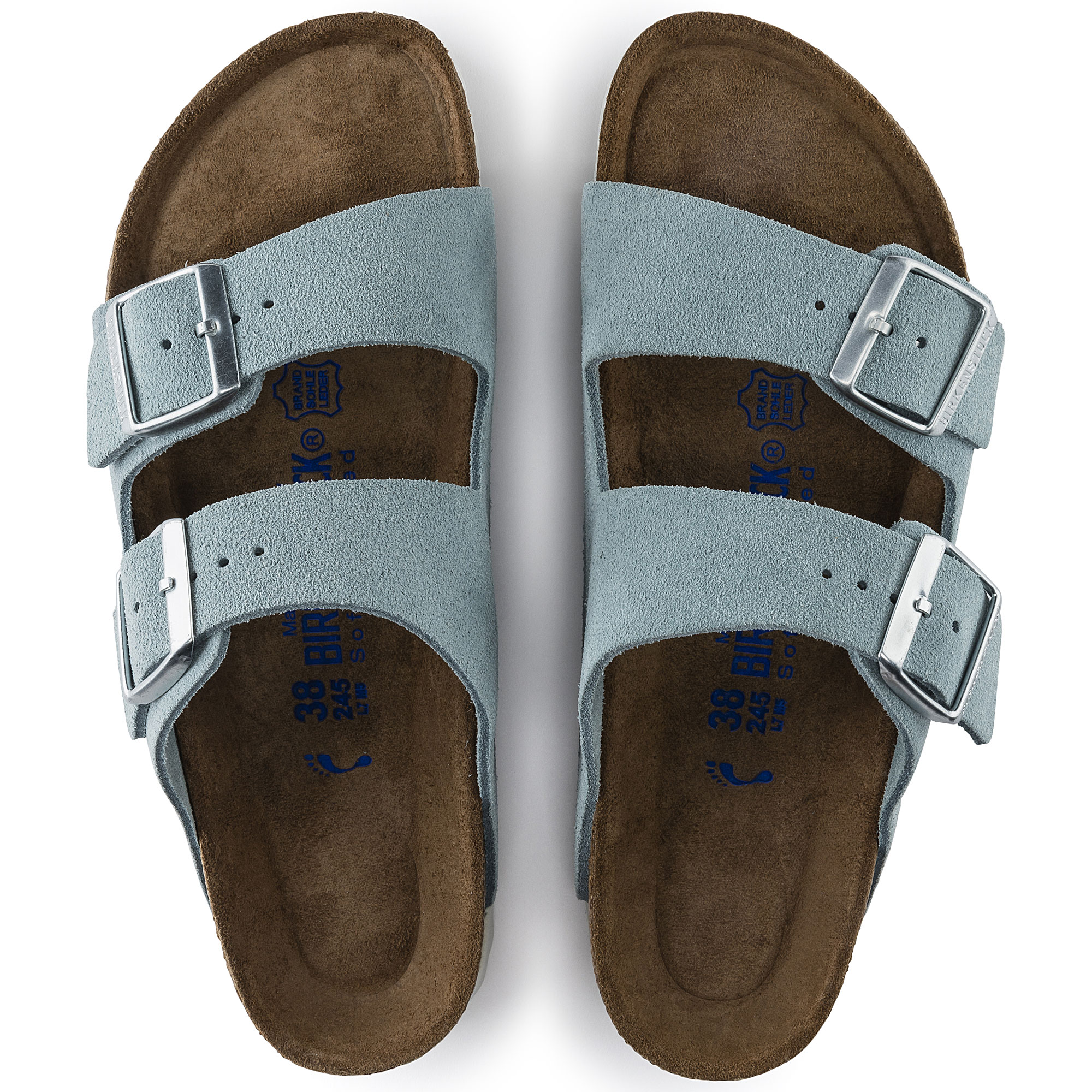 Gennemvæd Lederen Ru Arizona Soft Footbed Suede Leather Light Blue | BIRKENSTOCK