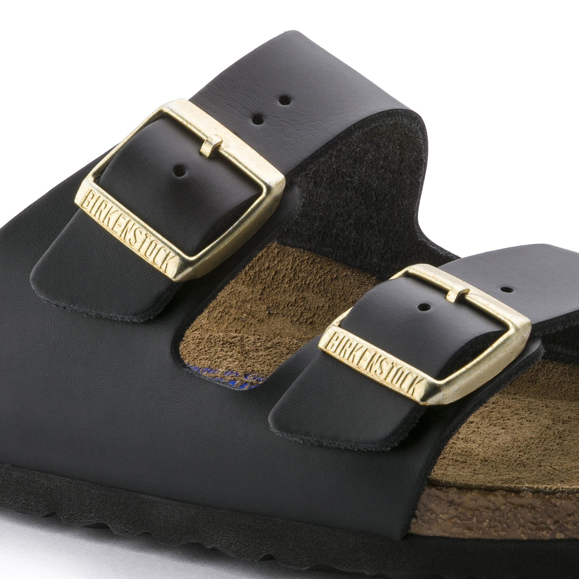 birkenstock black with gold buckle