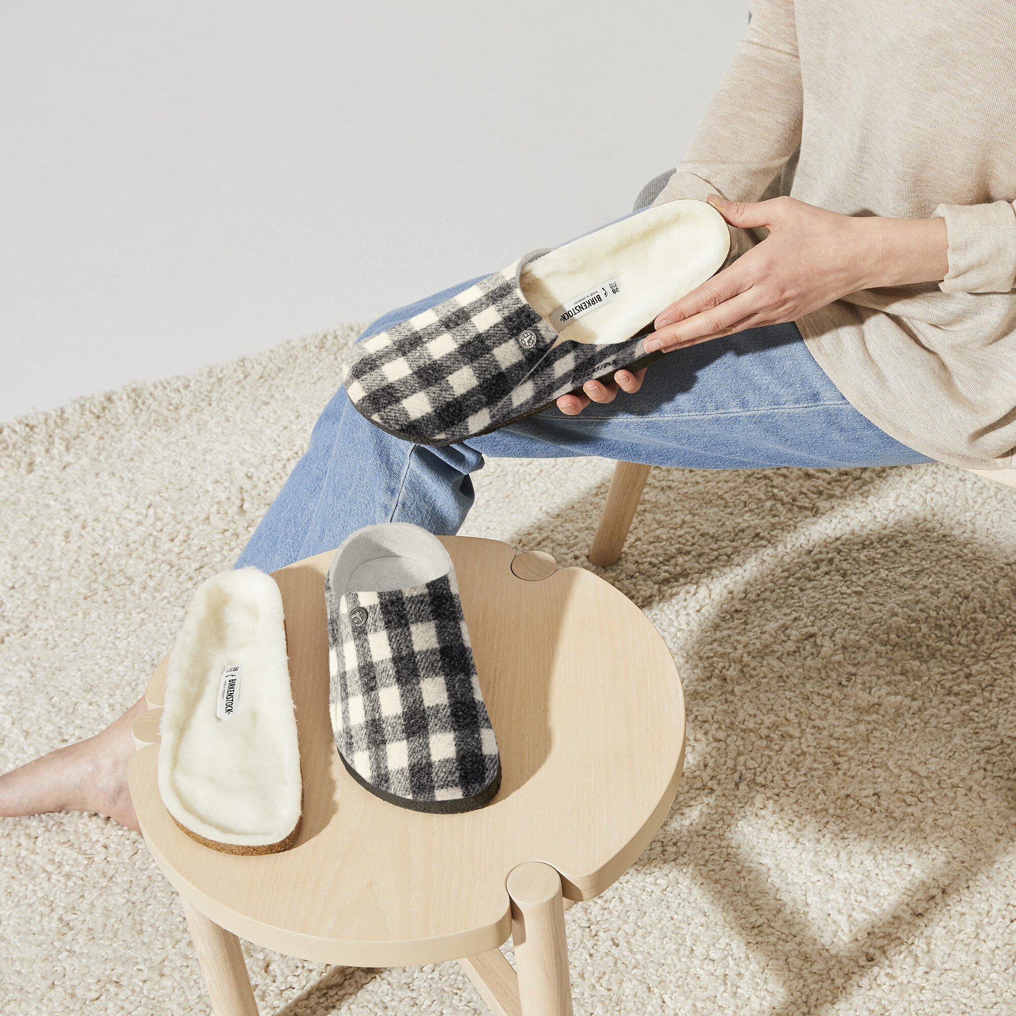 Birkenstock Arizona Shearling Plaid White  BIRKENSTOCK ATTITUDES –  Birkenstock Attitudes