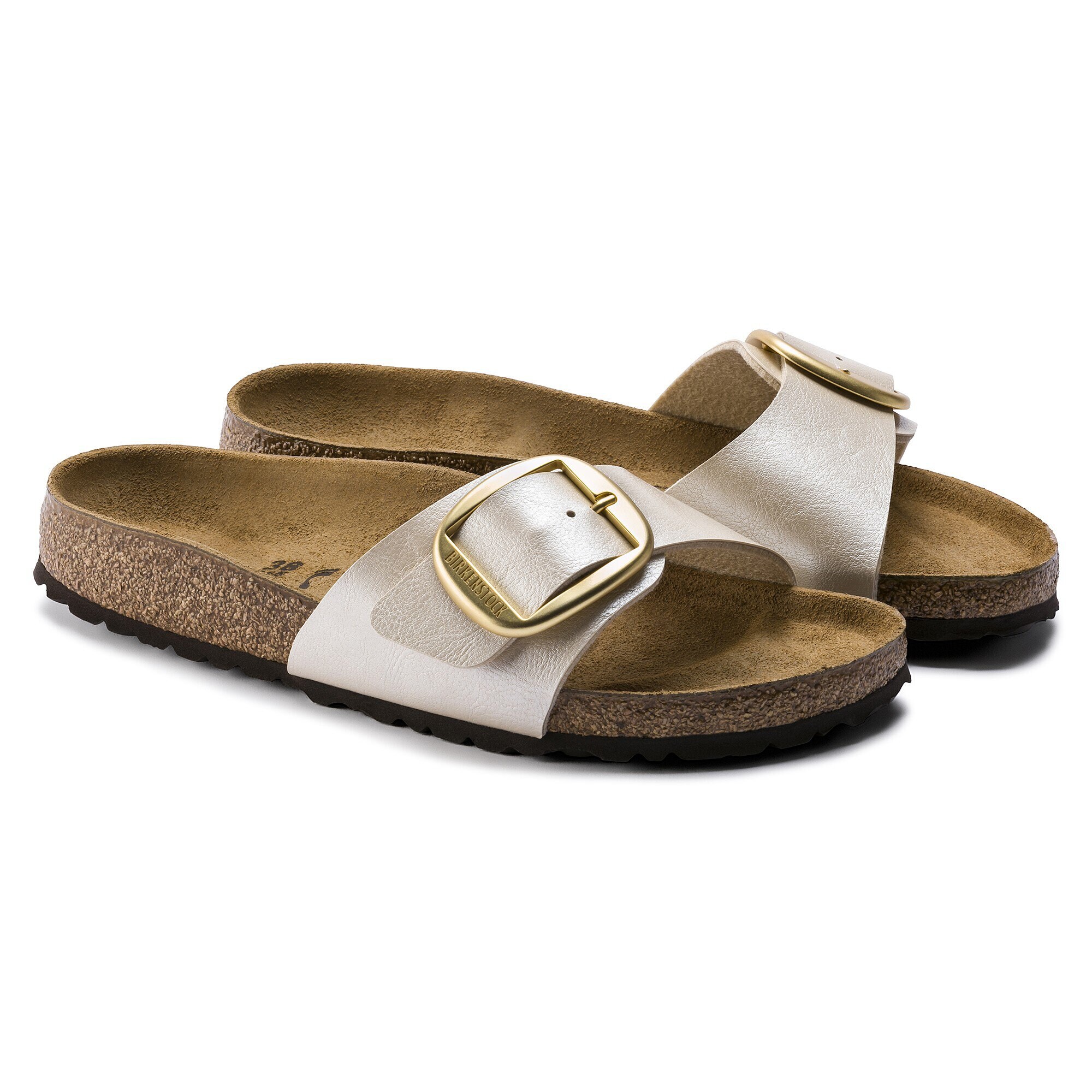 birkenstock madrid big buckle pearl white