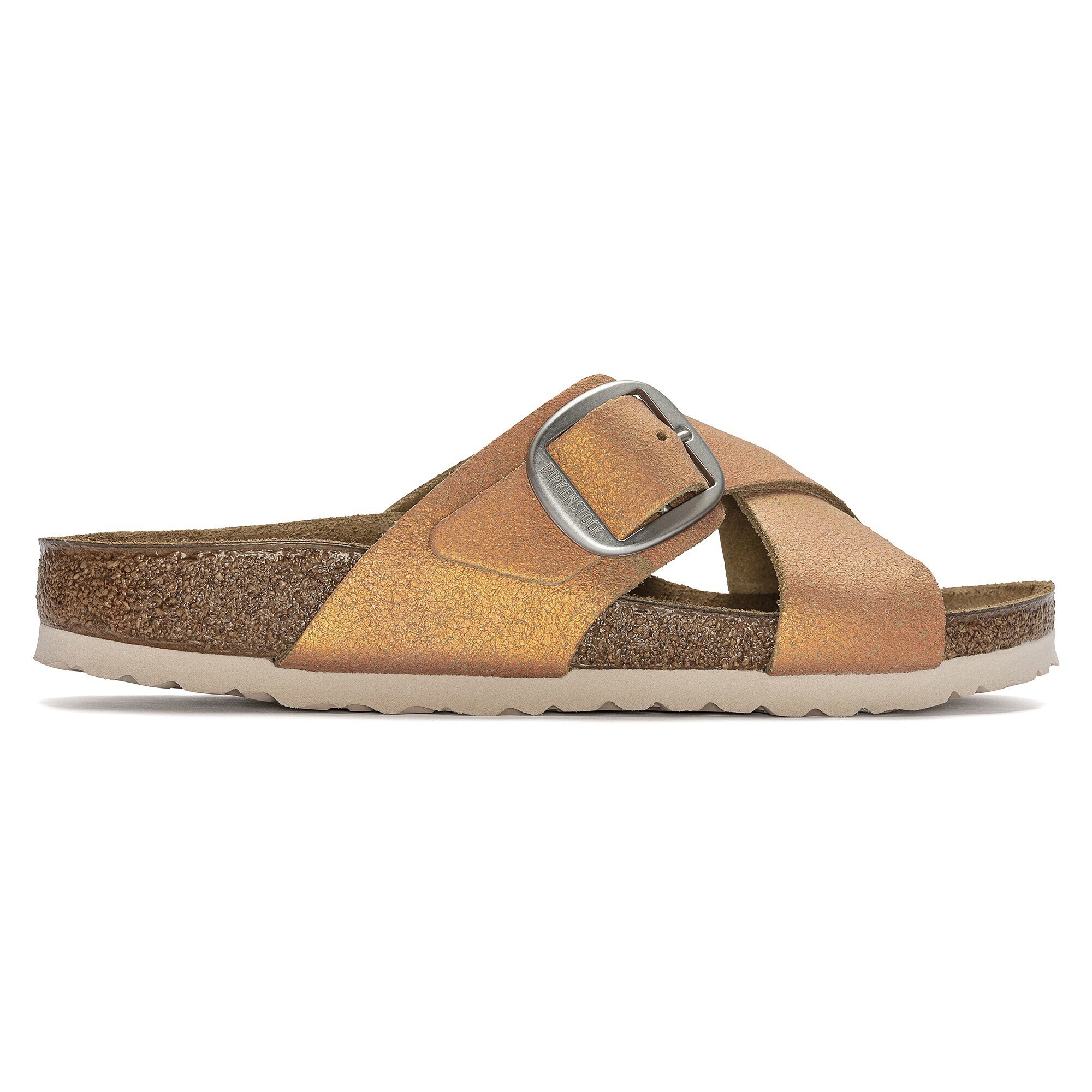 Siena Big Buckle Suede Leather Washed Metallic Copper | BIRKENSTOCK