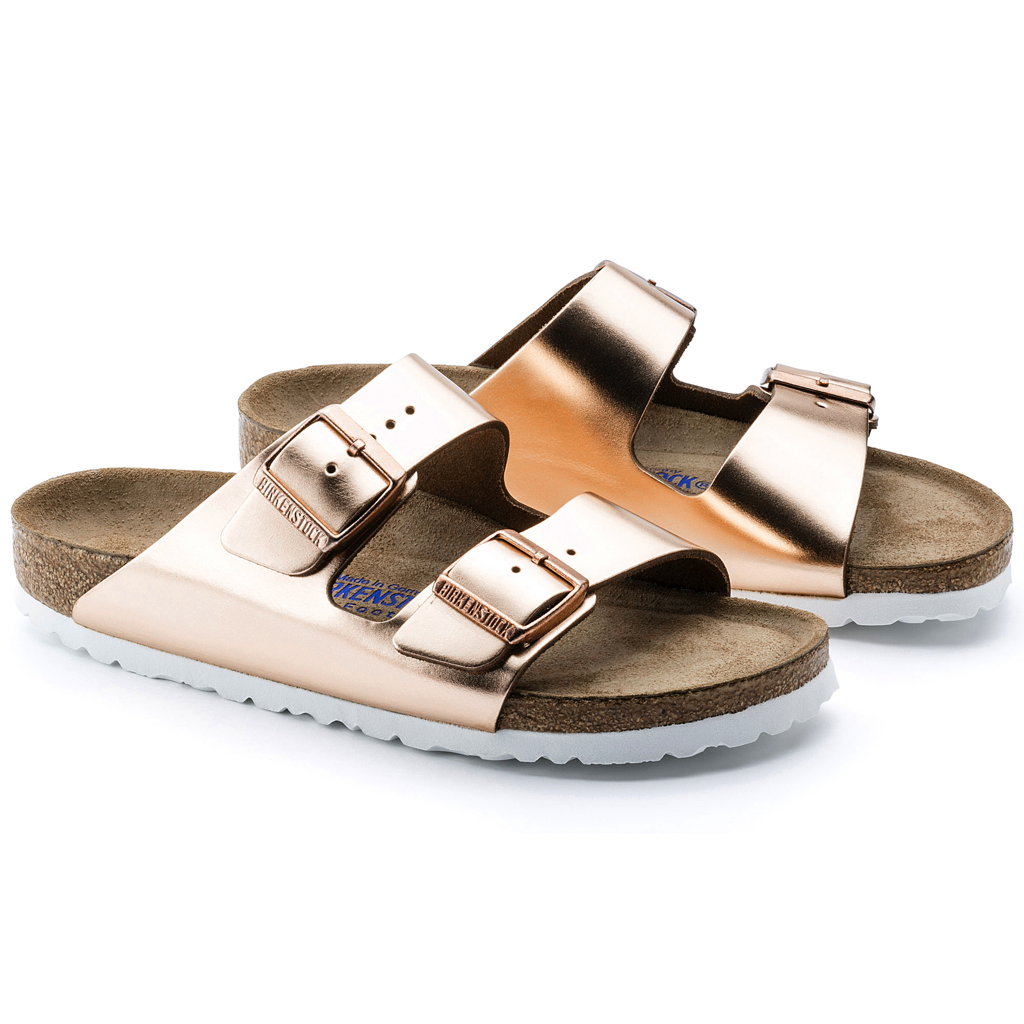 birkenstock arizona metallic soft footbed sandal copper