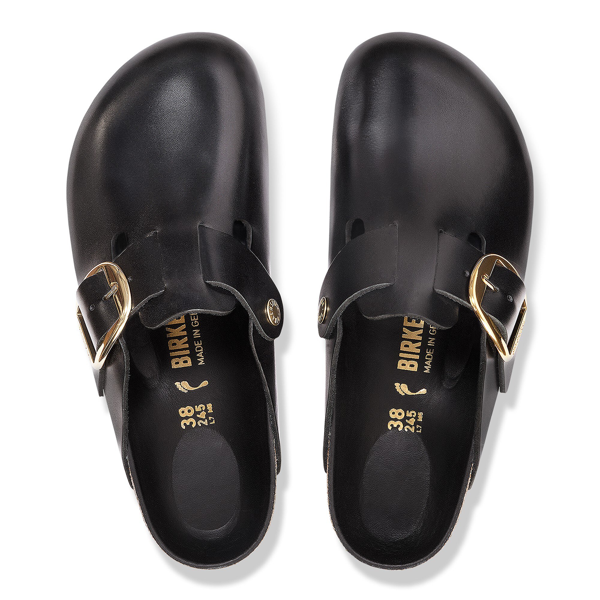 Boston Big Buckle Leather Black Dressy Leather | BIRKENSTOCK