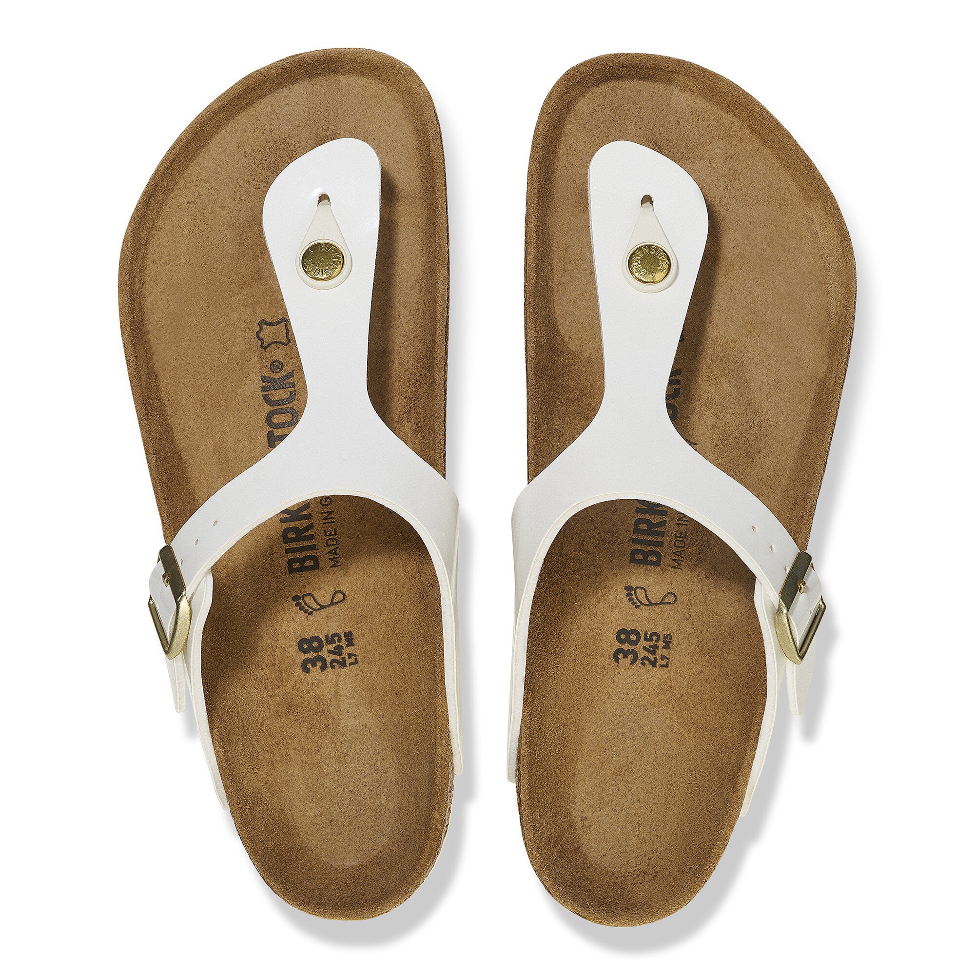 Gizeh Birko Flor Lack Patent White BIRKENSTOCK