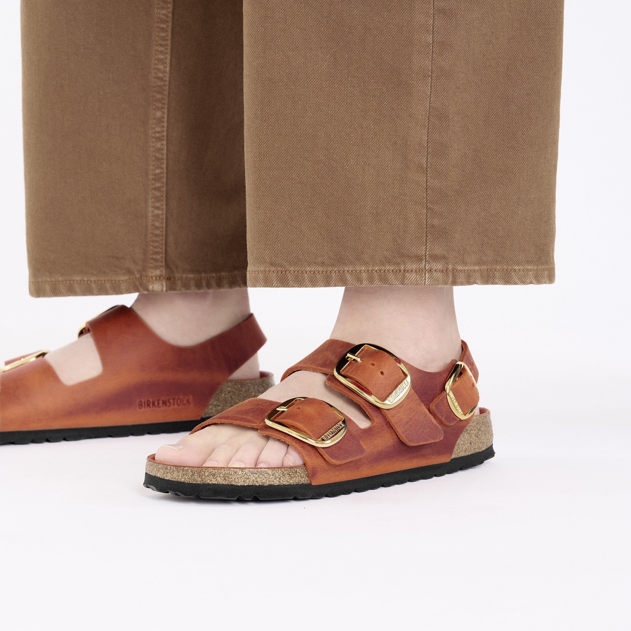 Milano Big Buckle Oiled Leather Burnt Orange | BIRKENSTOCK