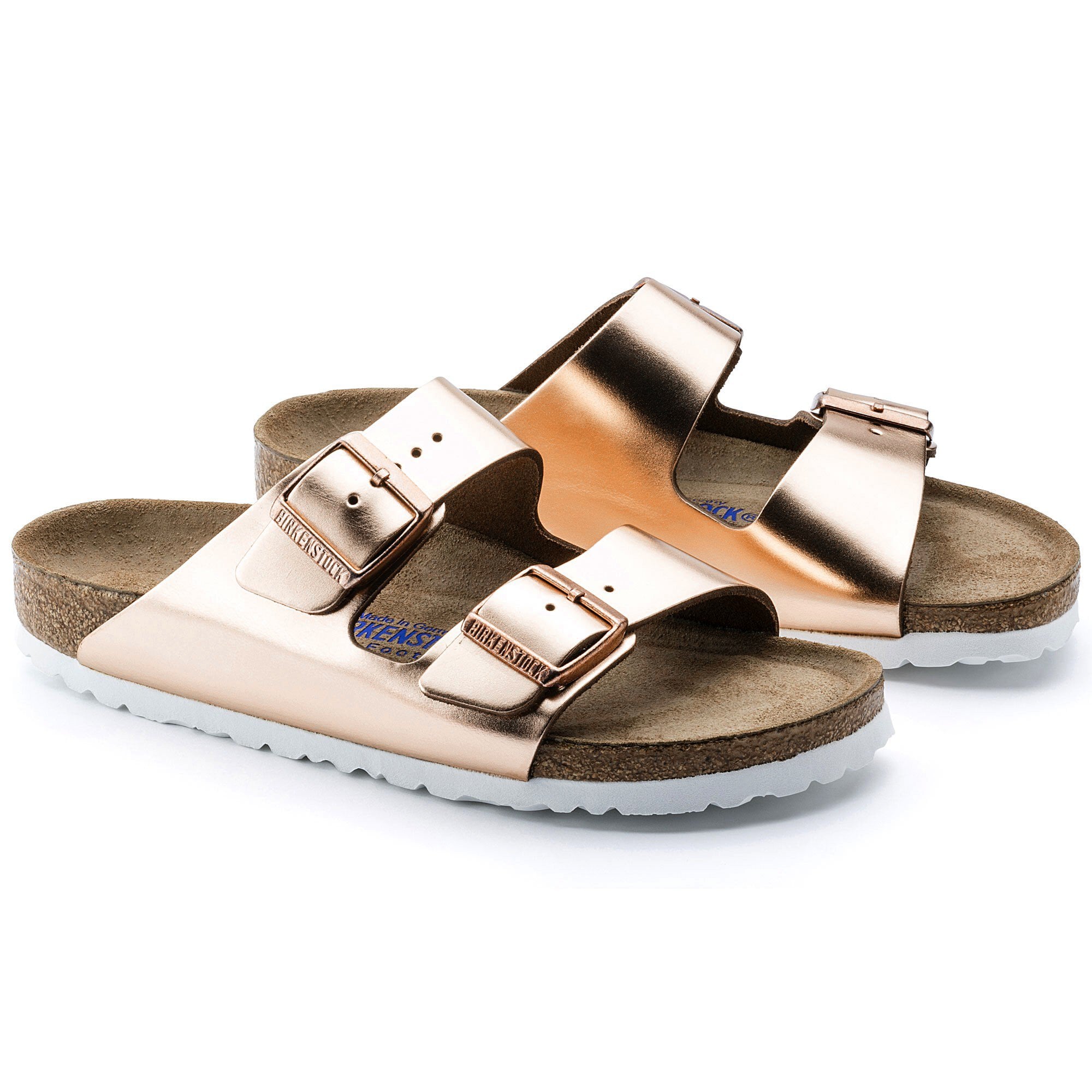 geld Eik NieuwZeeland Arizona Soft Footbed Leather Metallic Copper | BIRKENSTOCK