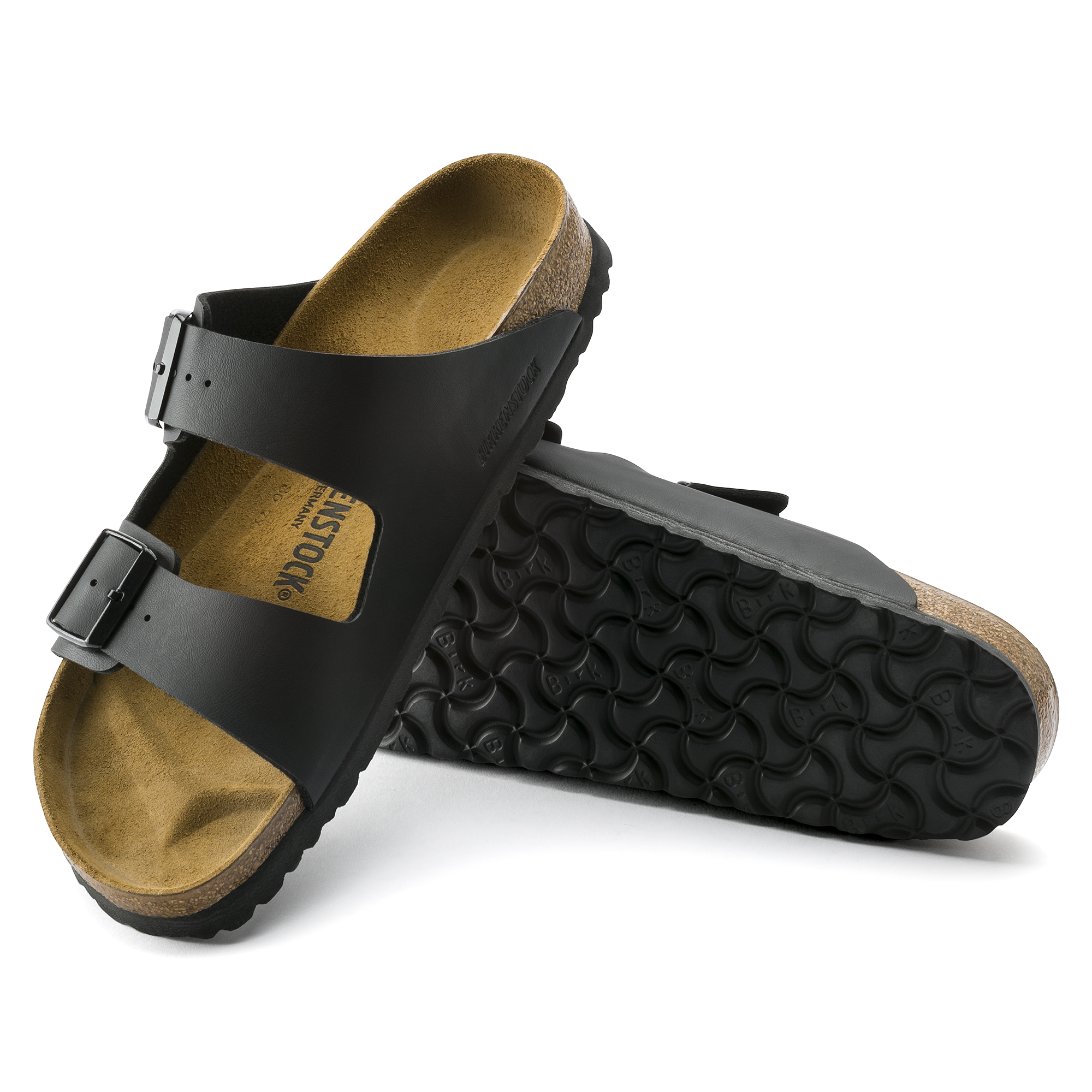 birkenstock arizona two strap sandals black birko flor