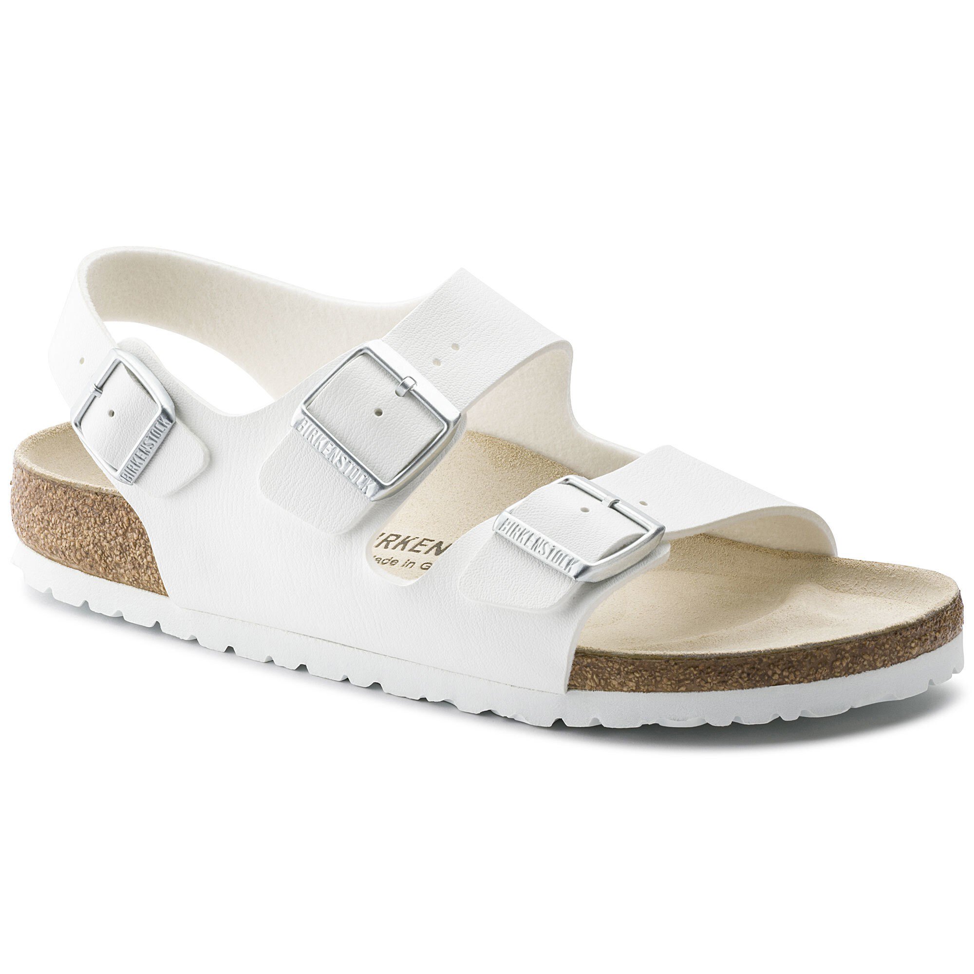 white birkenstocks with backstrap