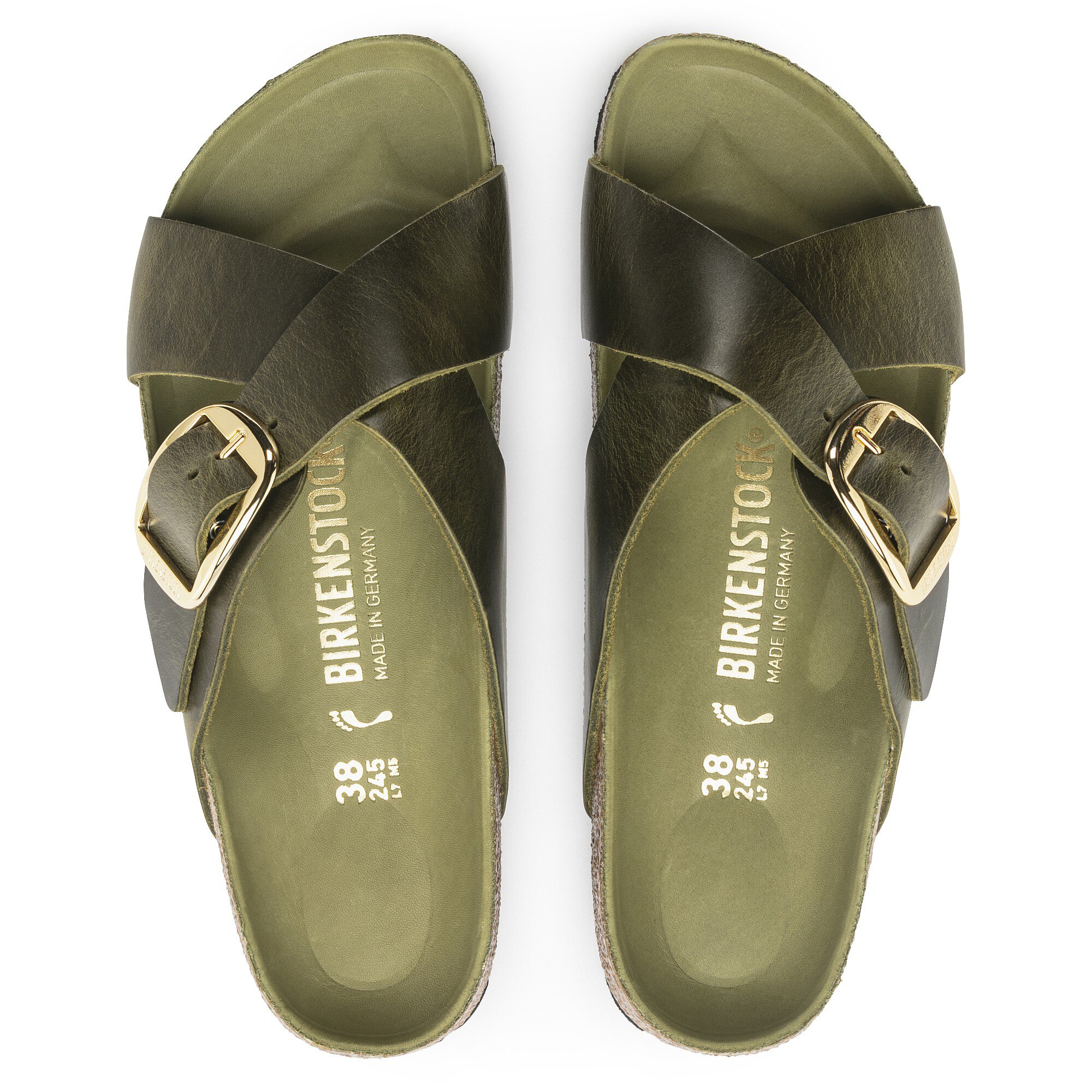 siena washed metallic big buckle birkenstock