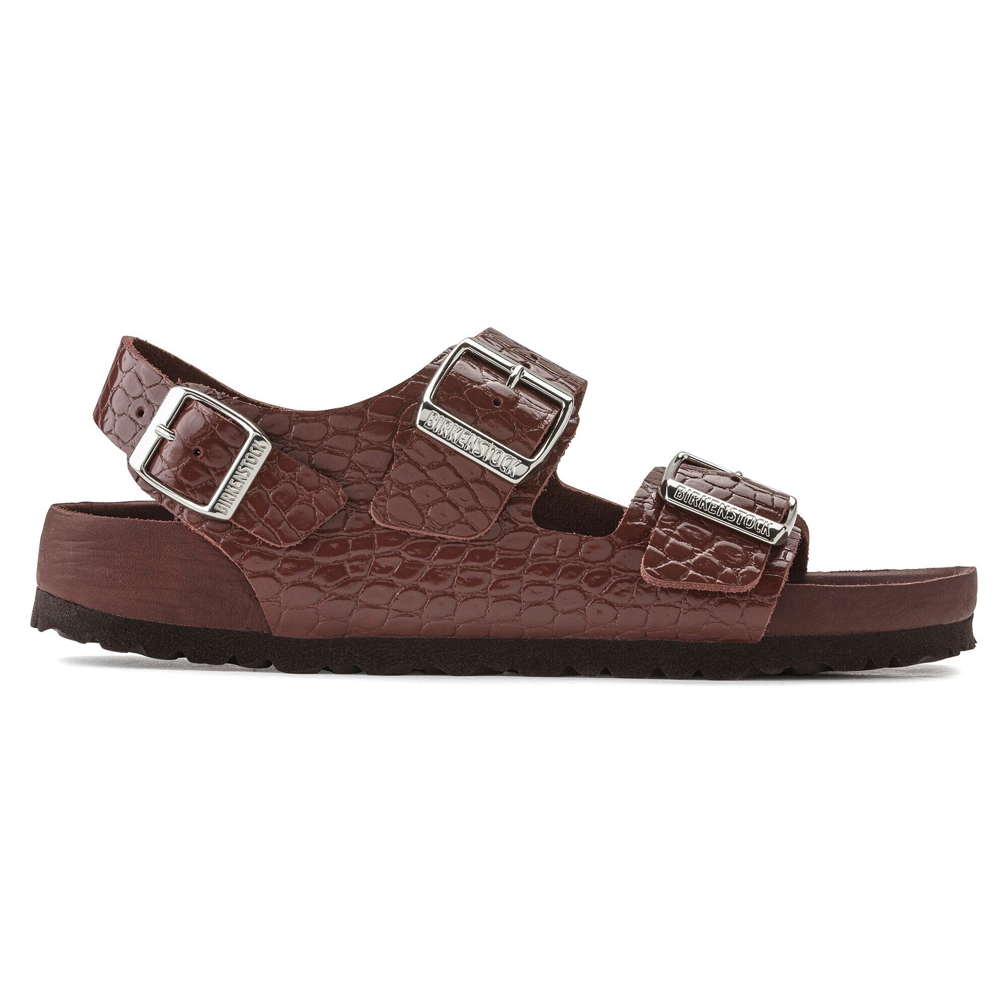 Milano Rivet Logo Embossed Natural Leather Chocolate | BIRKENSTOCK