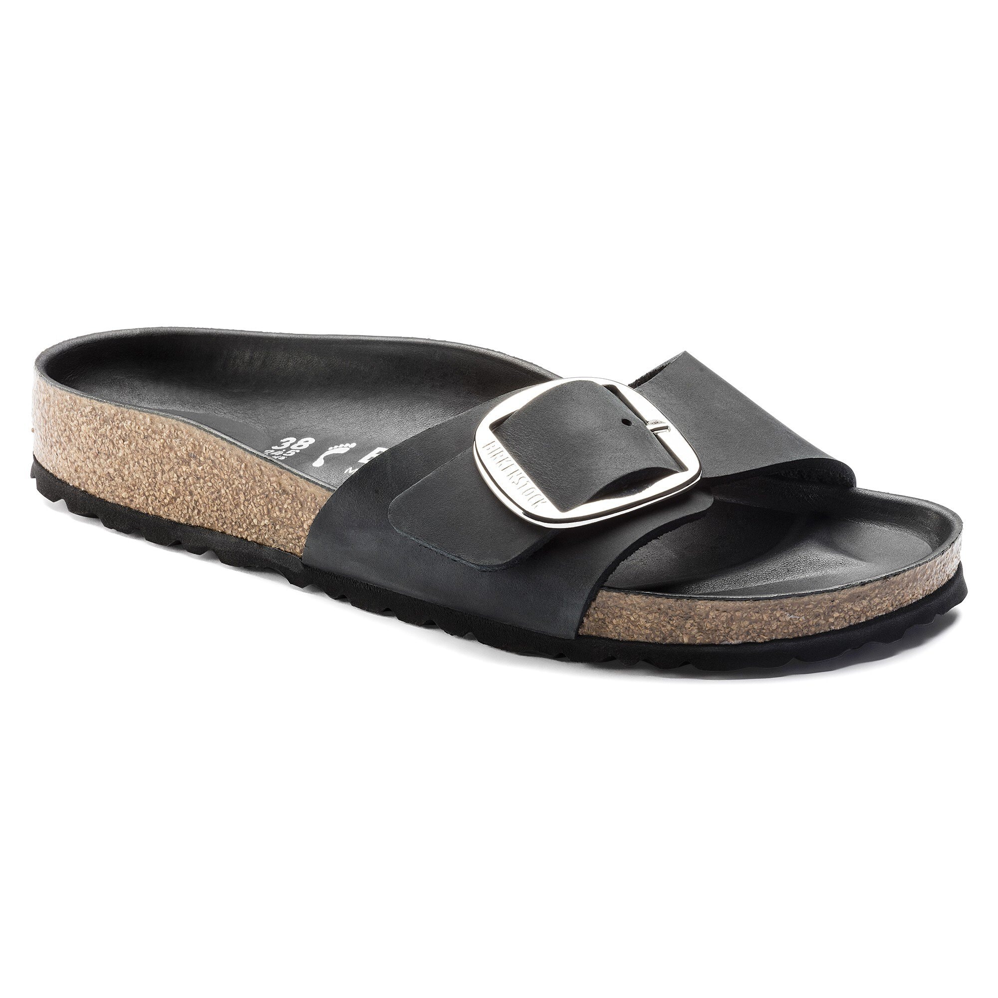 patologisk Lager lag Madrid Big Buckle Oiled Leather Black | BIRKENSTOCK