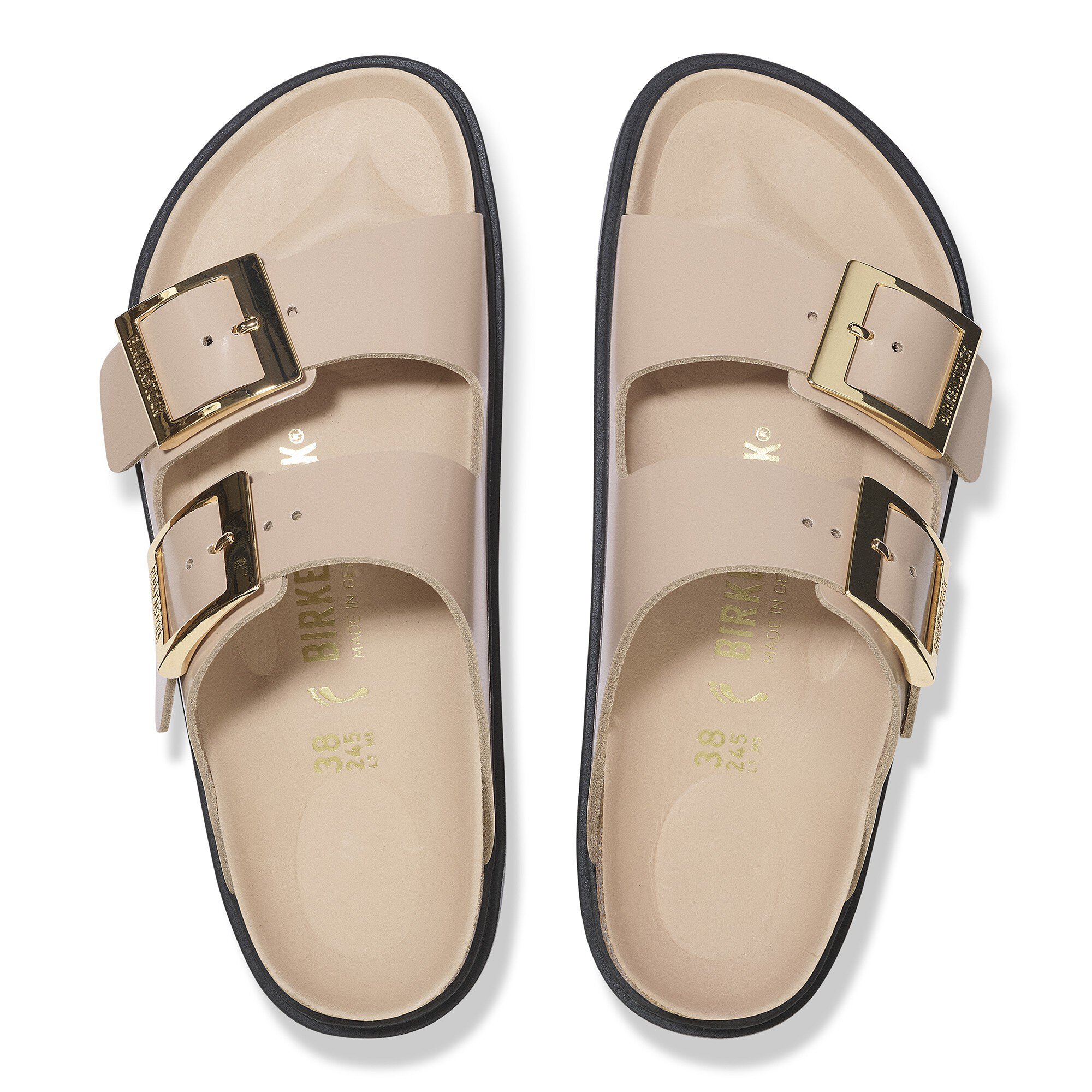 Arizona Droplet Buckle Natural Leather Patent High Shine New