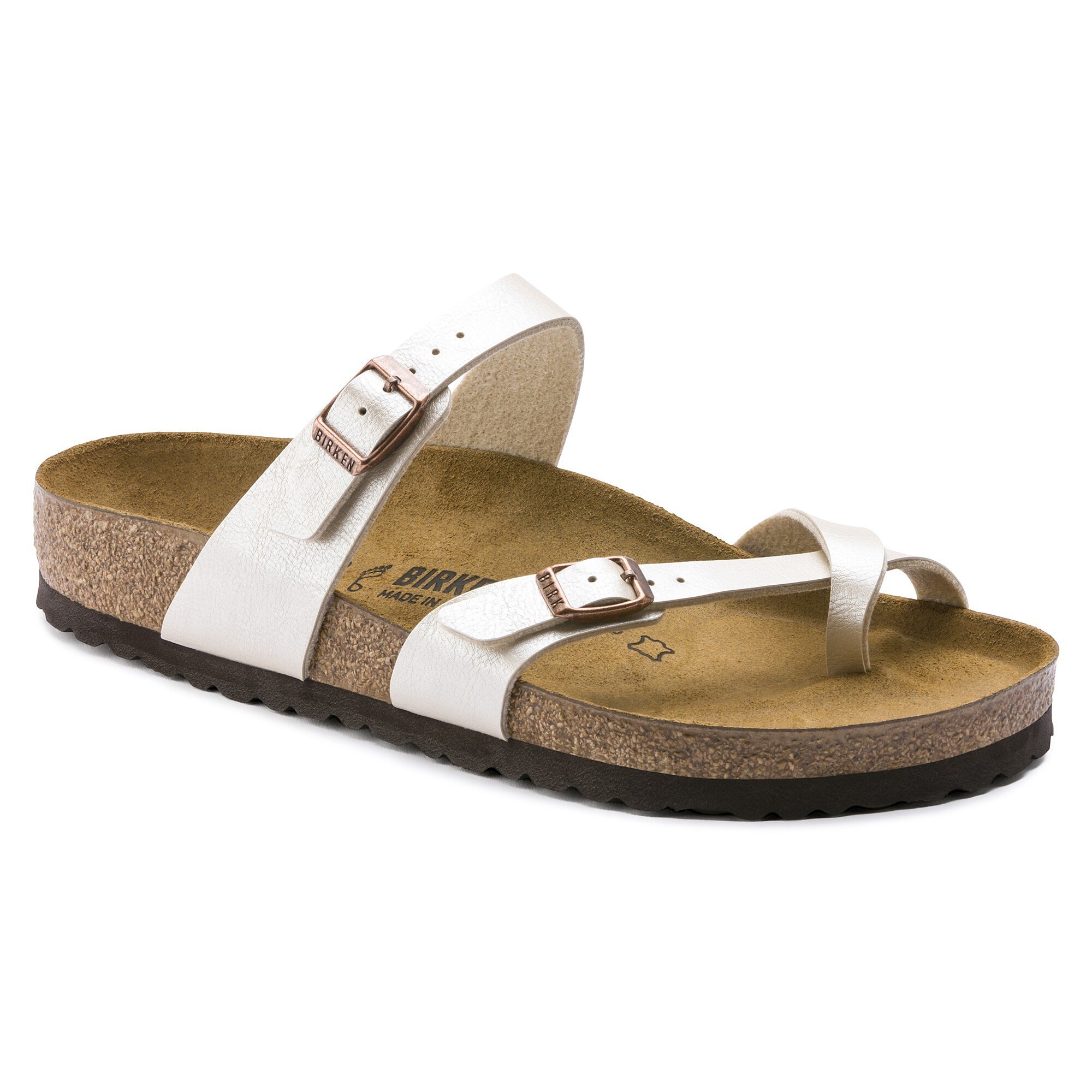 white birkenstocks with ankle strap