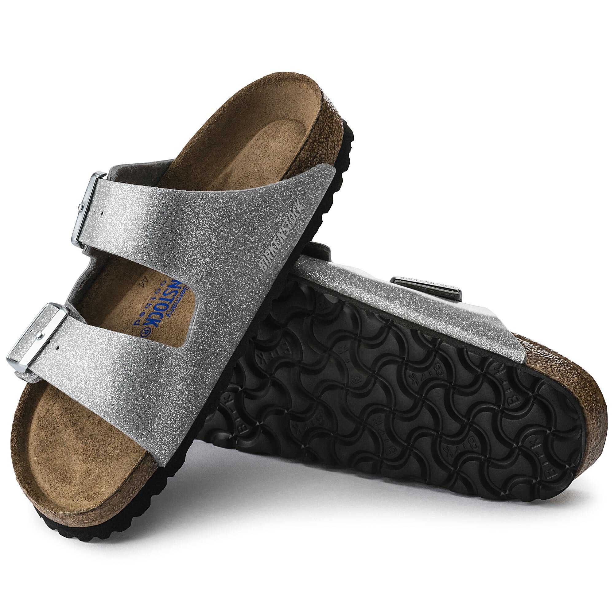 silver arizona birkenstocks white sole