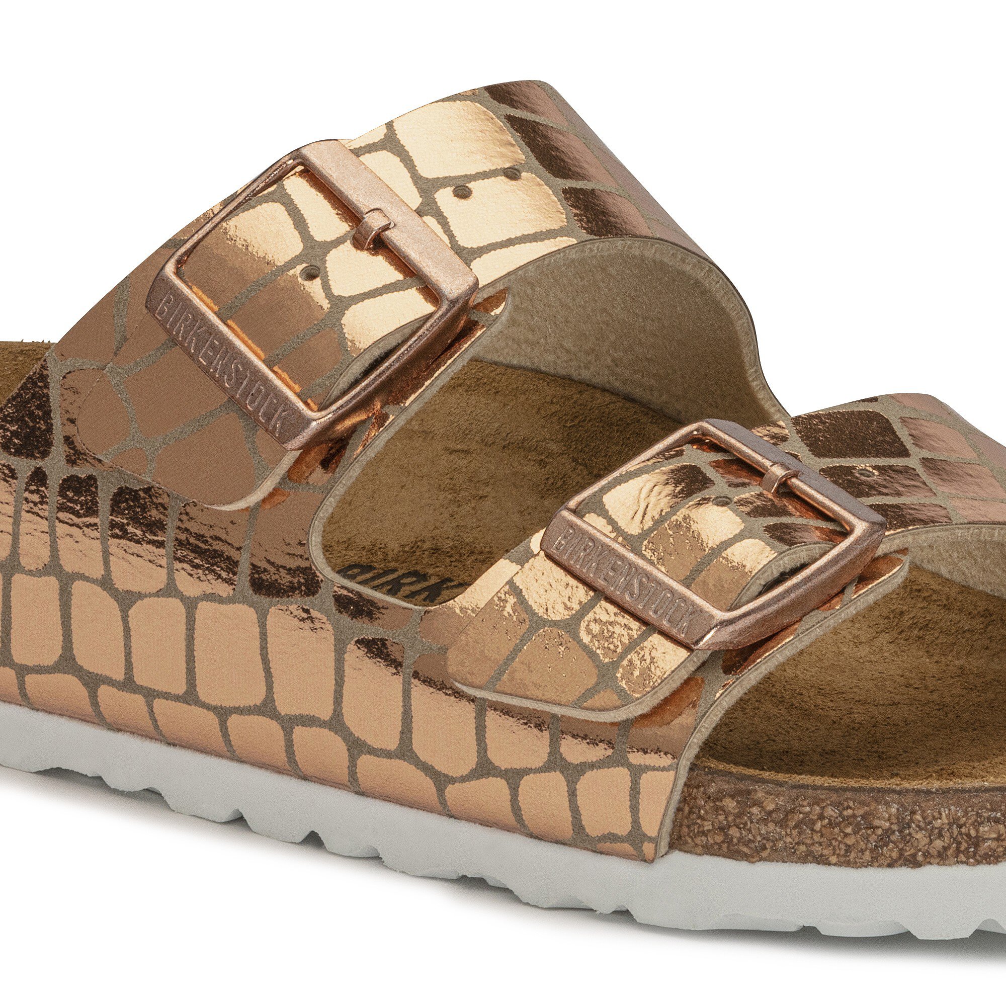 Birkenstock Arizona Gator Gleam Two-Strap Comfort Sandal - Metallic - 7/7.5