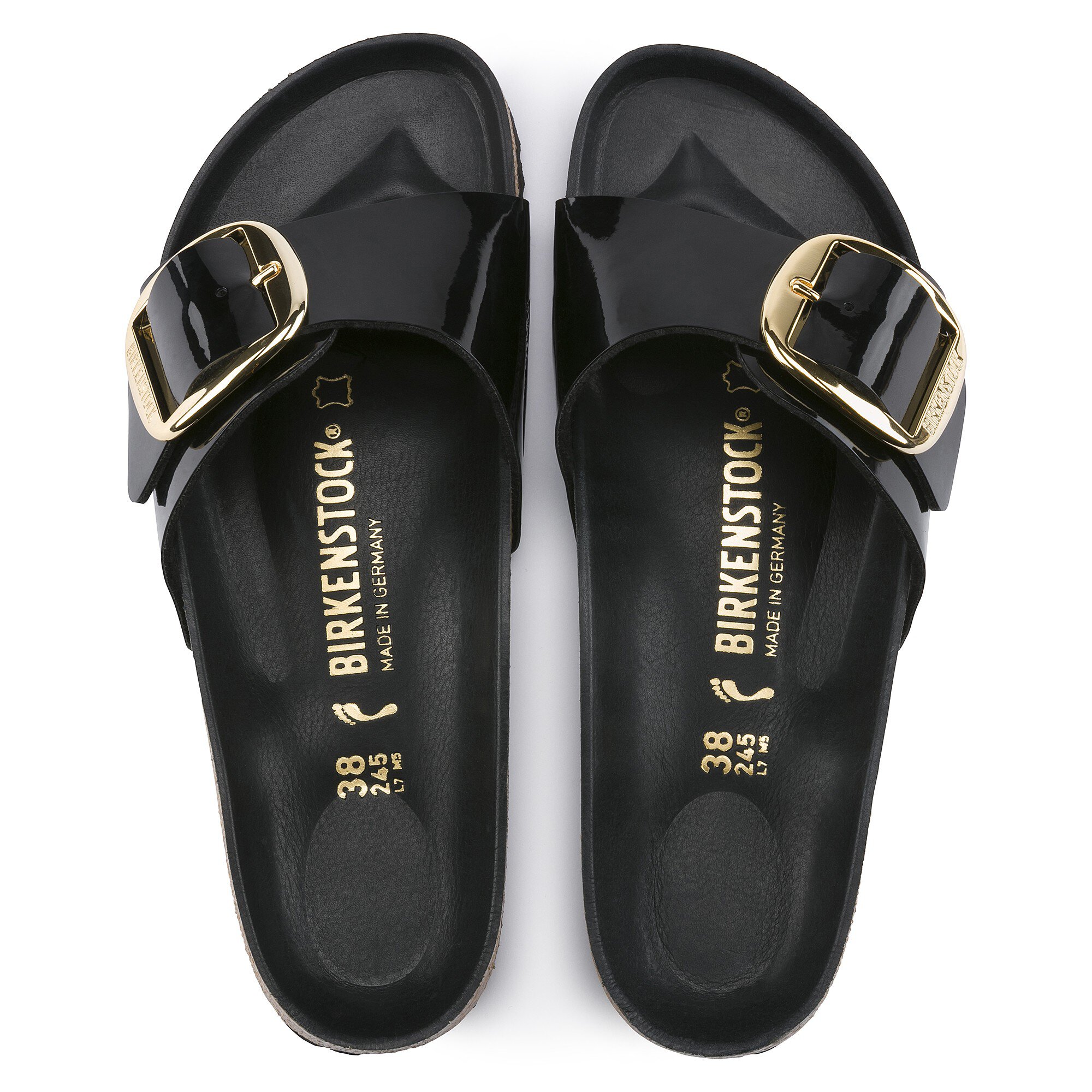 birkenstock madrid big buckle black patent